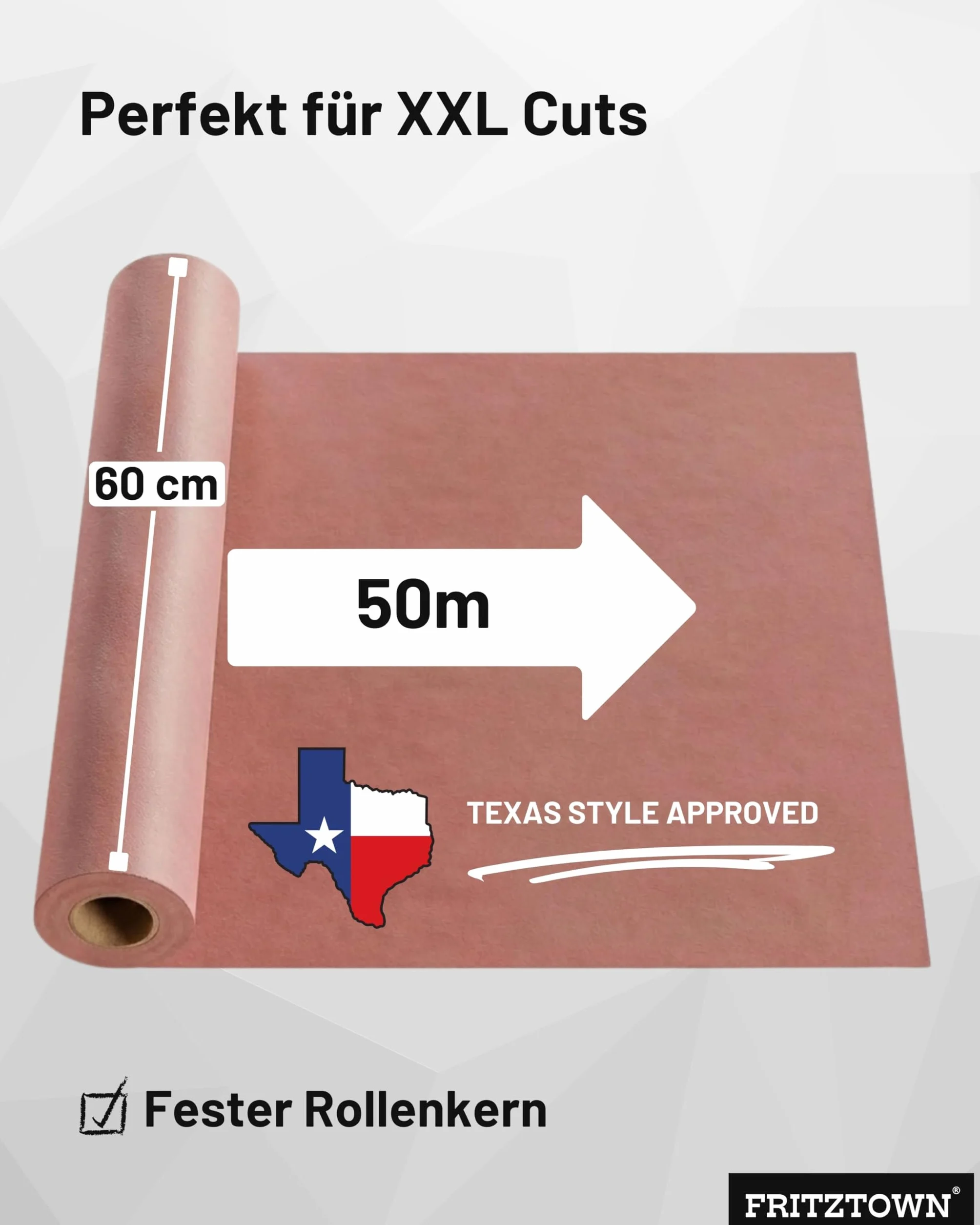 Butcher Paper Deluxe Pink Rolbox con bordo a strappo, scatola per alimenti, carta kraft, ideale per barbecue, fumatori e imballaggi di carne, 60 cm x 50 m