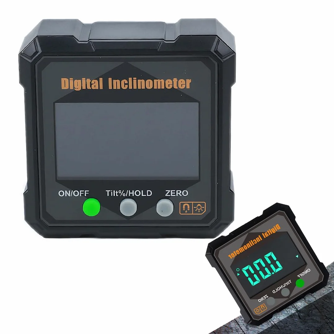 Goniometro Digitale Magnetico, Livella Digitale a Cubo con Magneti su 4 Lati, Inclinometro Ricaricabile USB con Display LED Retroilluminato, Misuratore di Angoli per Sega da Tavolo e Fai da Te