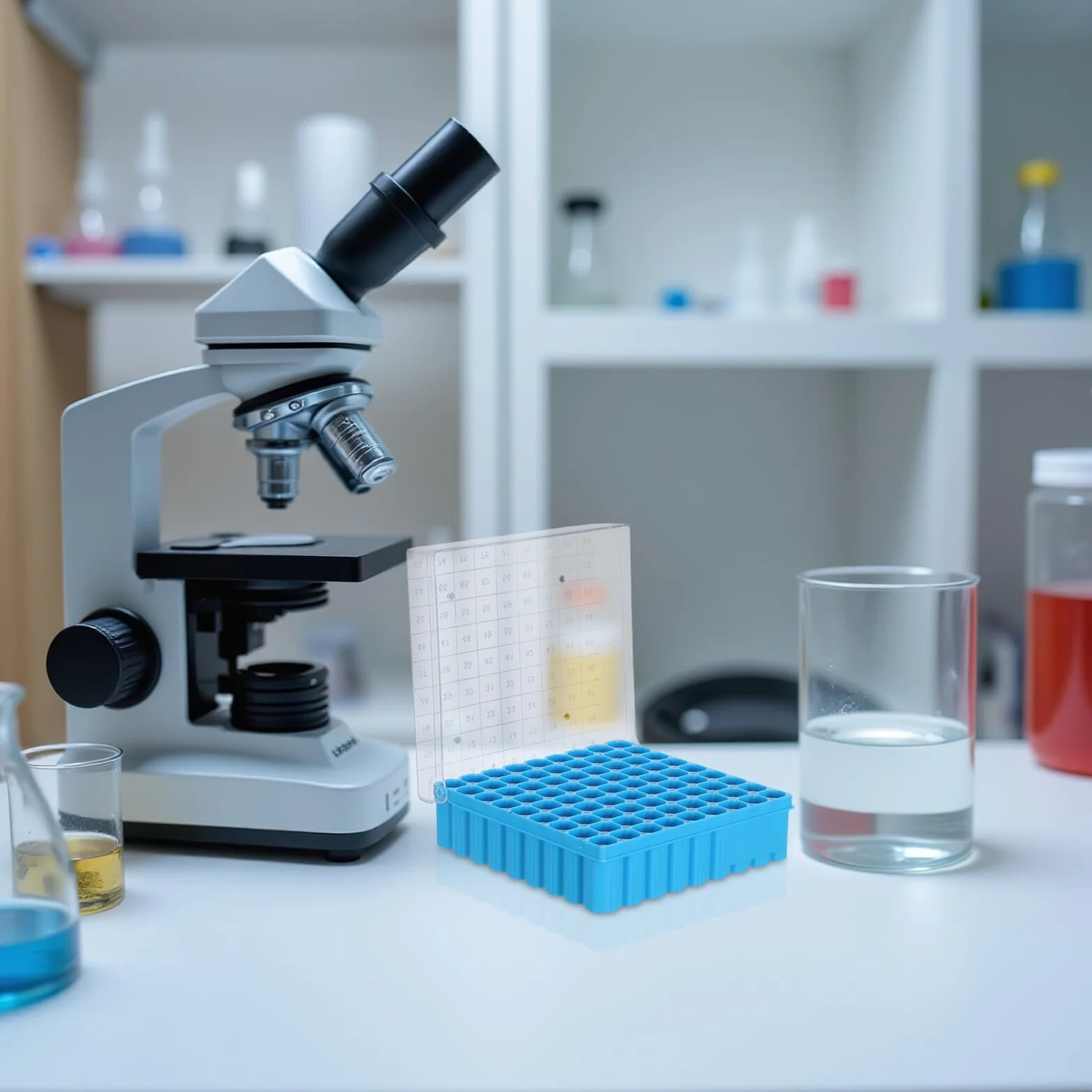 Cabilock Porta Provette in Plastica Blu 81 Pozzetti 1.8ml 2.0ml Laboratorio