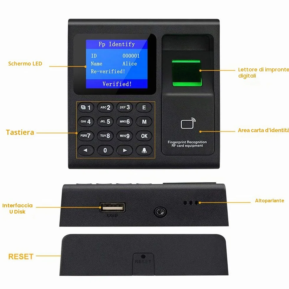 LIBO Impronta digitale biometrica intelligente Presenze di tempo Macchina Orologio Registratore Dipendente Dispositivo di controllo Accesso Tastiera di controllo con portachiavi RFID