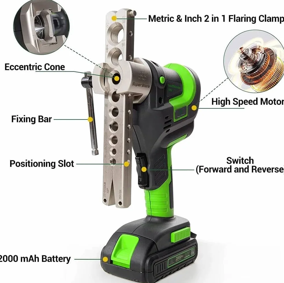 ELOMAS Kit di svasatura elettrica 1/4"-3/4" 45° per tubi di rame e alluminio