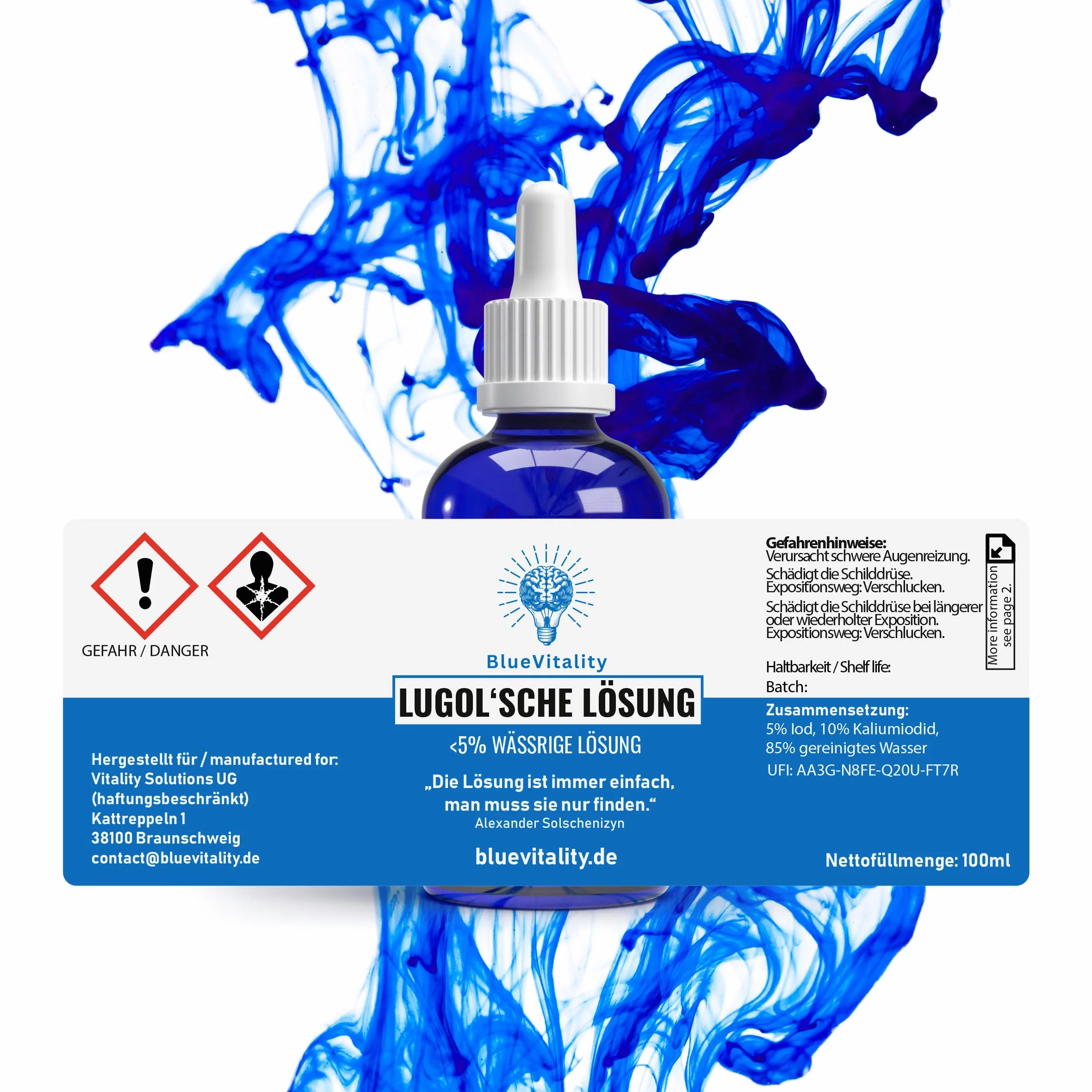 Iodio Lugol 5% 100 ml z pipetką Made in Germany