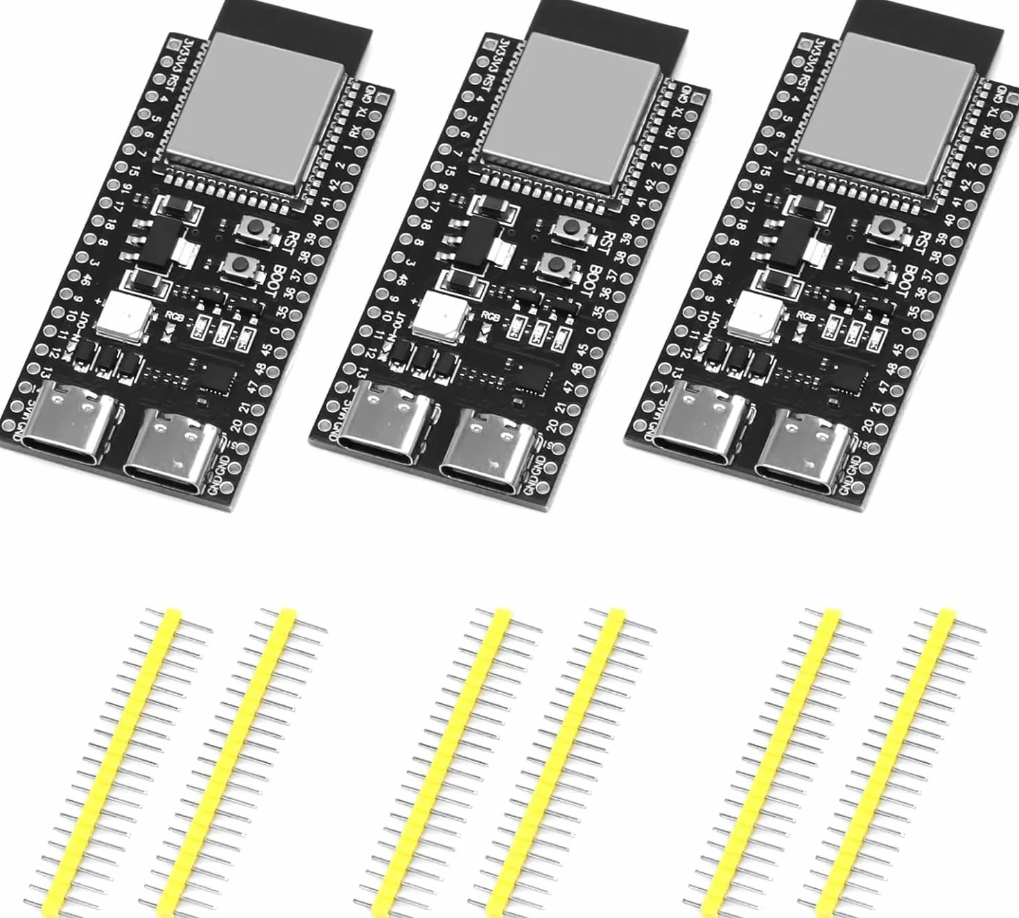 Binghe 3 pezzi S3 Schede di sviluppo, S3-DevKitC-1 con WROOM-1-N16R8 16M di espansione flash esterna 8M PSRAM con WiFi, Bluetooth 5.0 Compatibile con Arduino