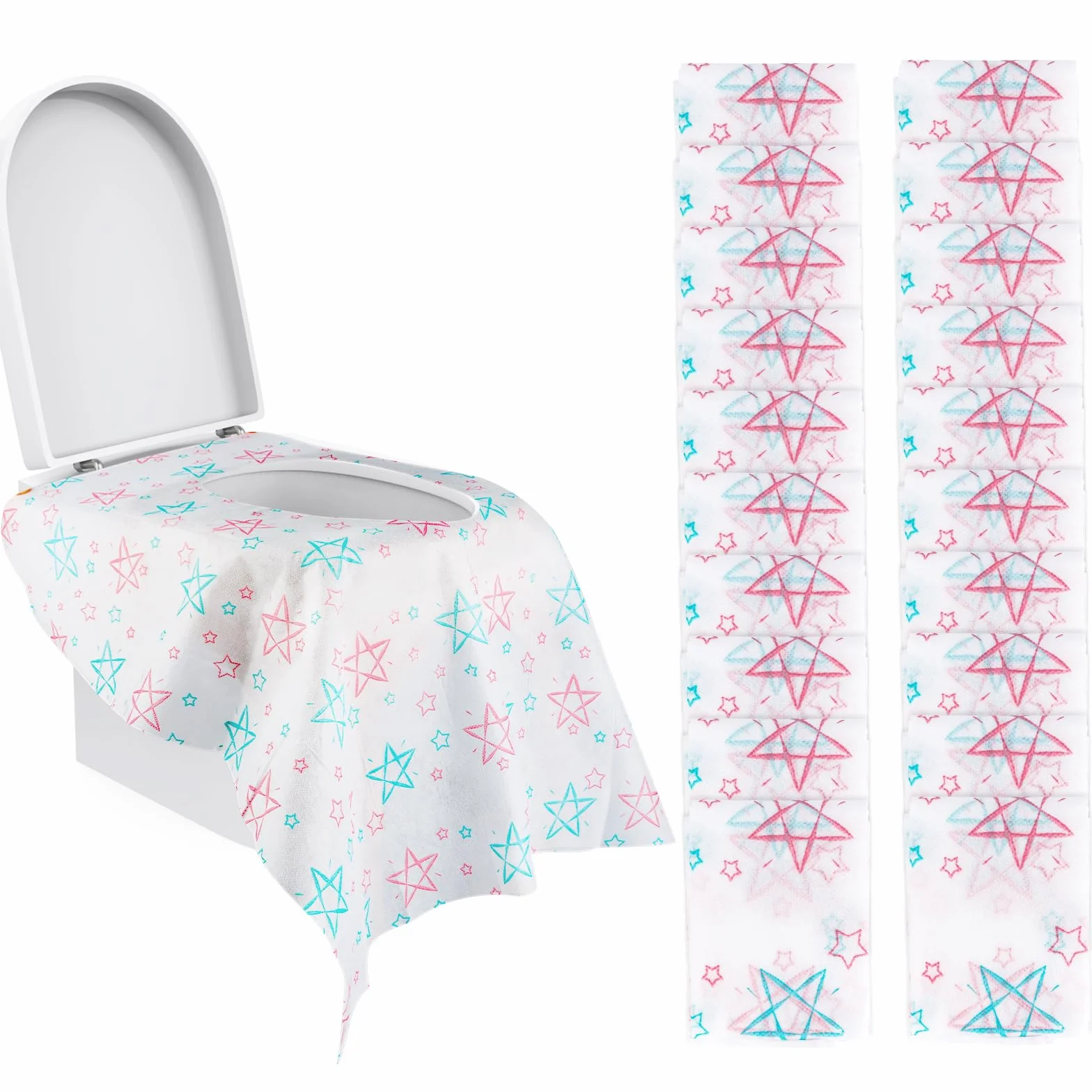 Copriwater Usa e Getta Bambini Adulti WC Monouso Portatile 65x60cm 20 Pezzi