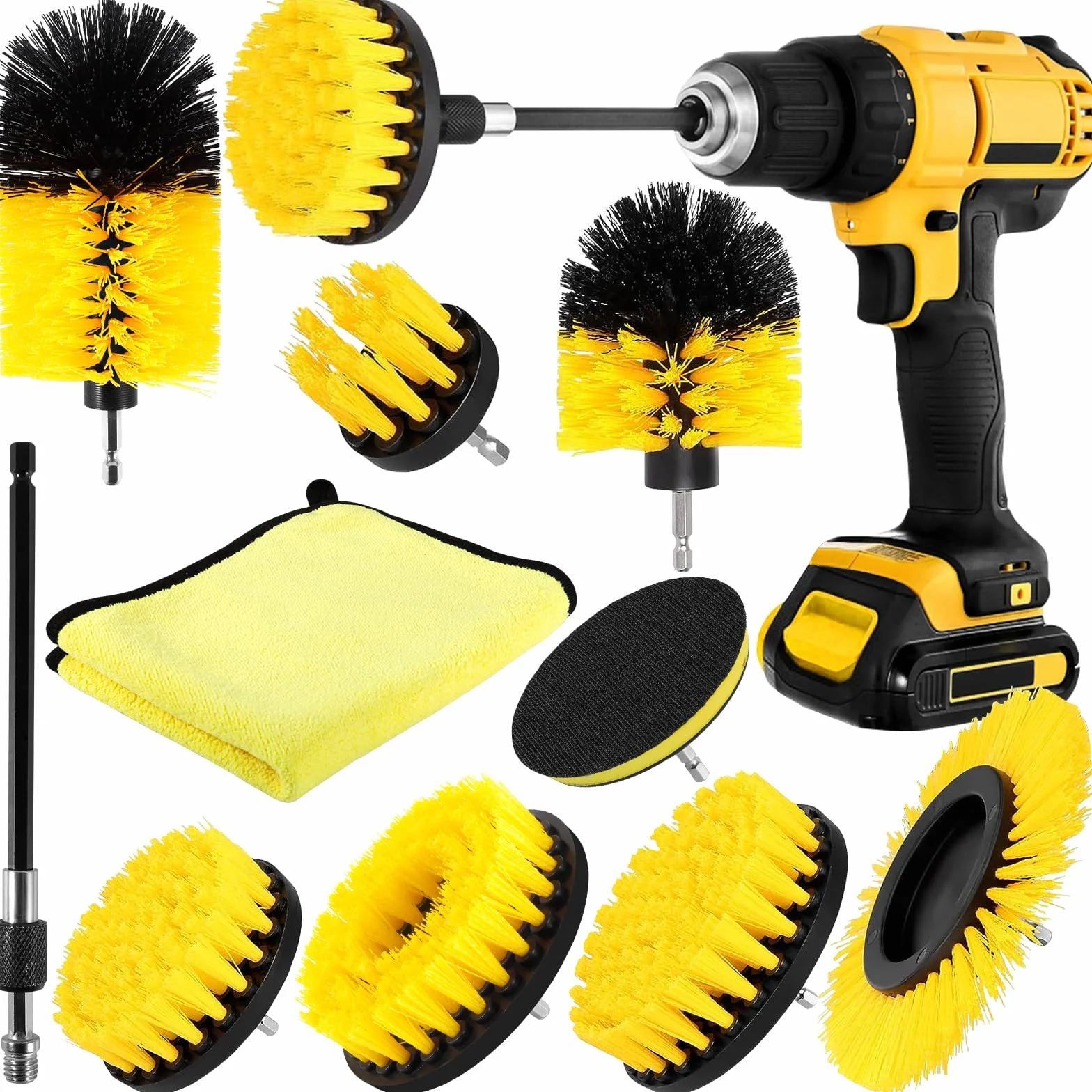 10 Pezzi Spazzola per Trapano, Spazzola per la Pulizia del Trapano Elettrico, Spazzola per la Pulizia Delle Ruote, Set Spazzole per Pulizia adatto per Cucina, Auto, Bagno, Piastrelle, Bicchiere