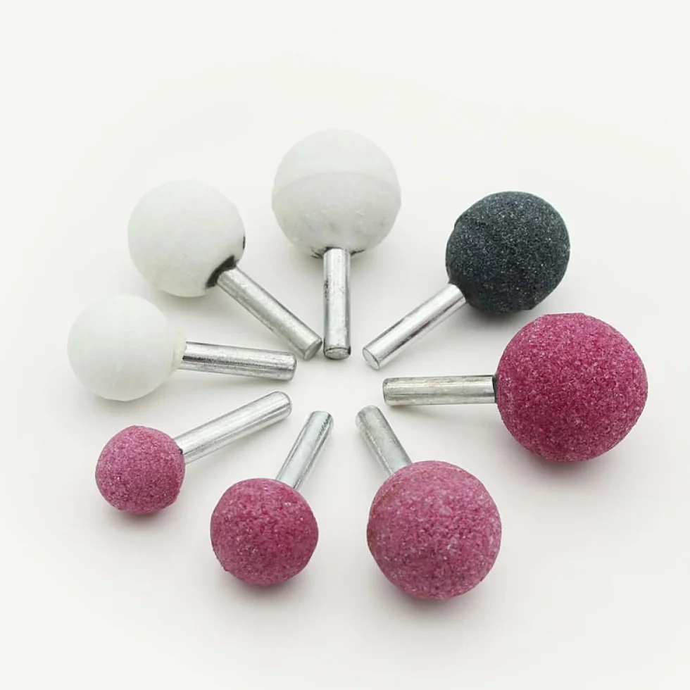 10 punte per smerigliatura a sfera, 6 mm x 25 mm, con testa a mola, in corindone marrone, per levigatura fai da te in ceramica, pietra, metallo, fai da te (nero)