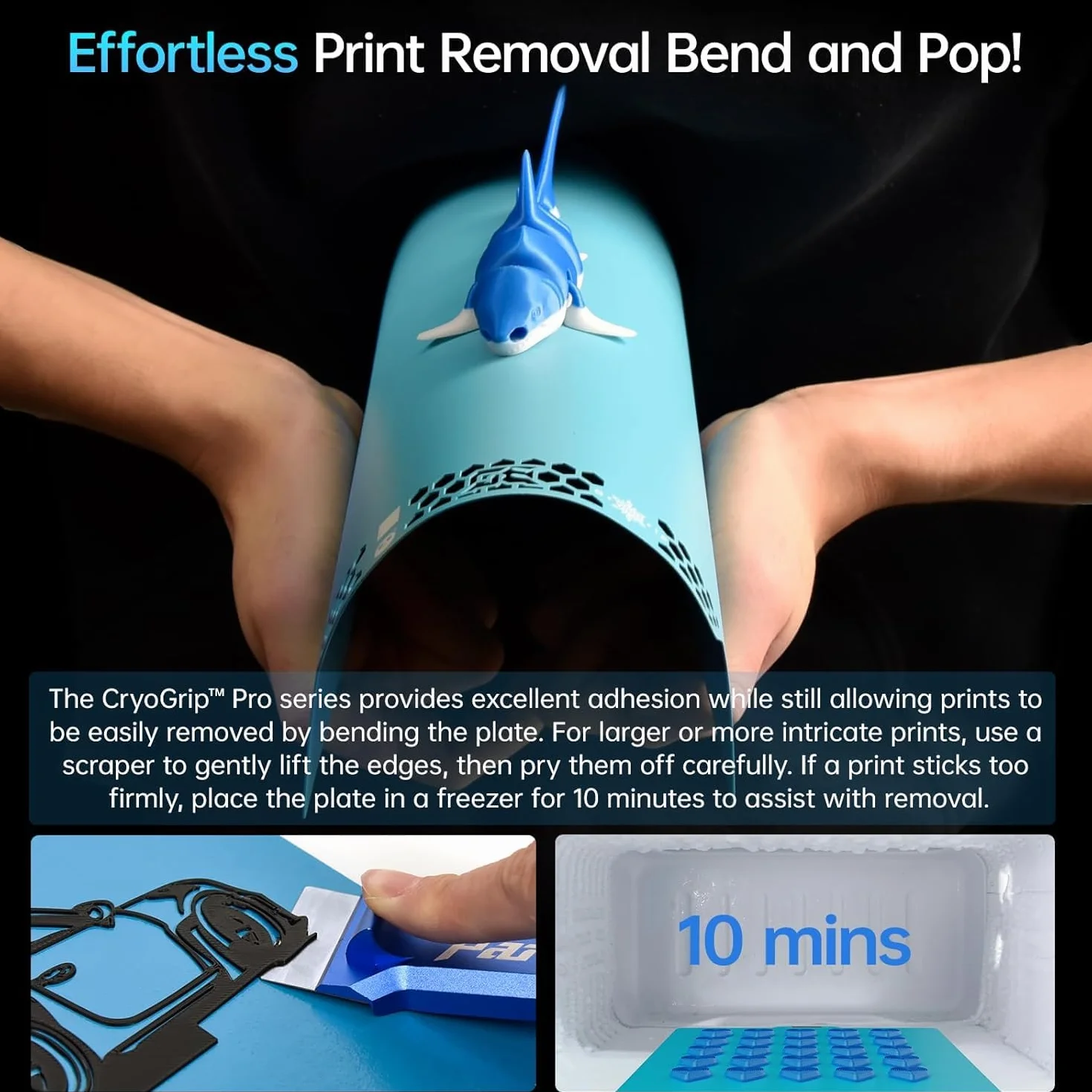 BIQU CryoGrip Pro Glacier-Original Panda Build Plate, Spring Steel Sheet for AD5M/5M Pro/K1/K1C/Ender 3 V3 SE/V3/V2/S1 Pro/V2 Neo/Pro/Kobra 2 Pro/Neptune 3 Pro 3D Printers, Firm Adhesion, 235x235mm