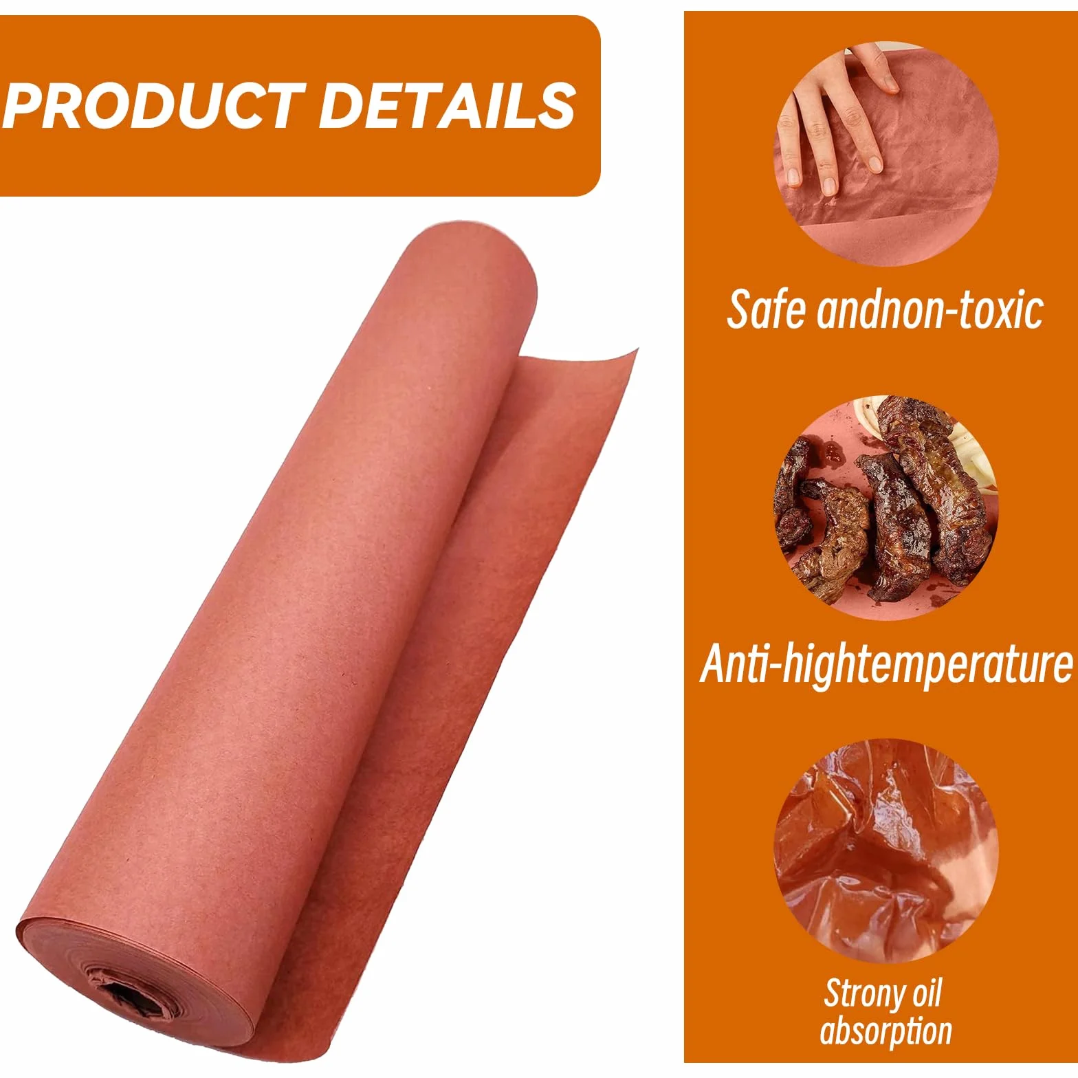 Carta da macellaio rosa, 42 cm x 17 m, originale, per grigliare, affumicare, barbecue, ideale per carne e pesce succosi – Premium