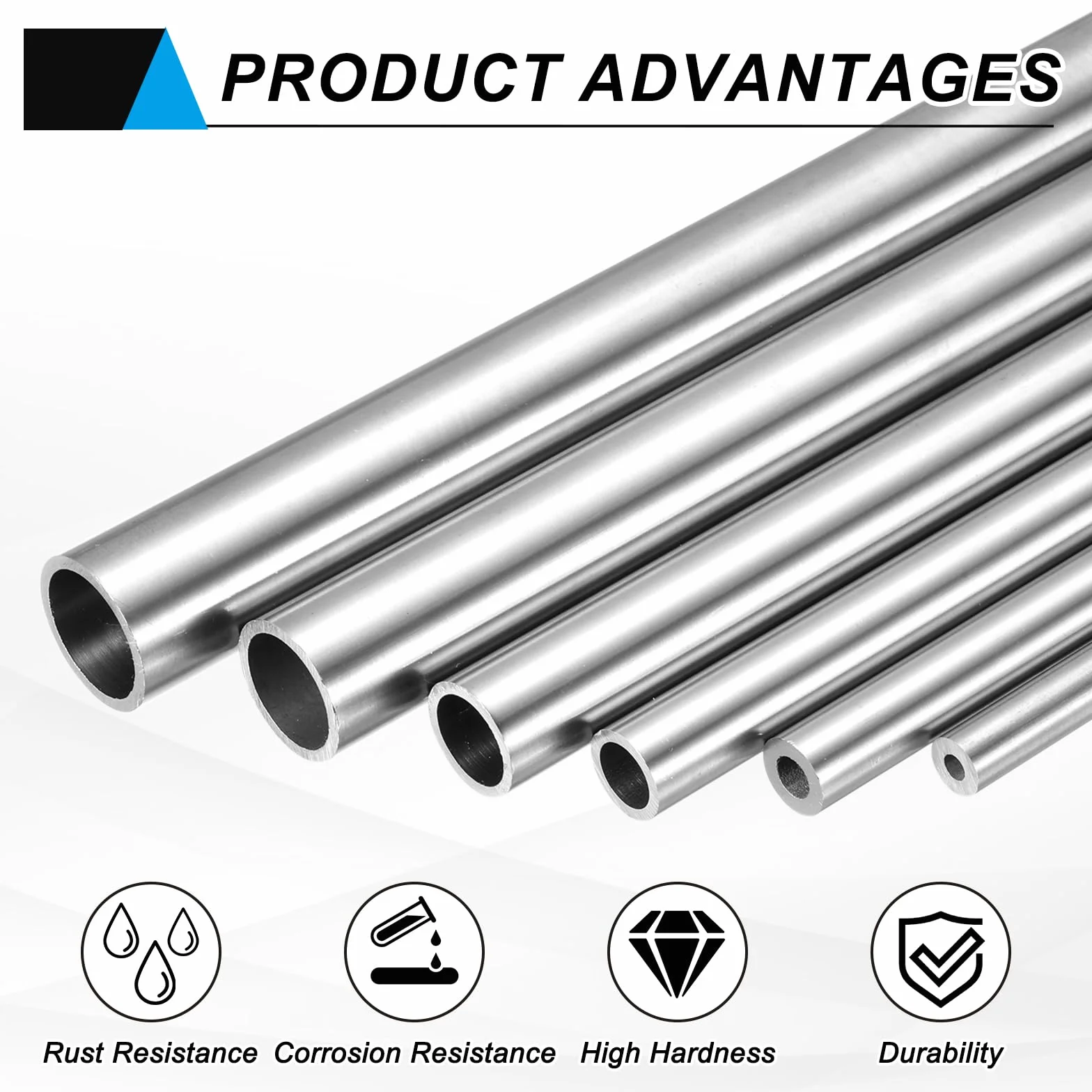 sourcing map Tubo in Acciaio Inossidabile 304 ID 7mm OD 11mm Lunghezza 305mm