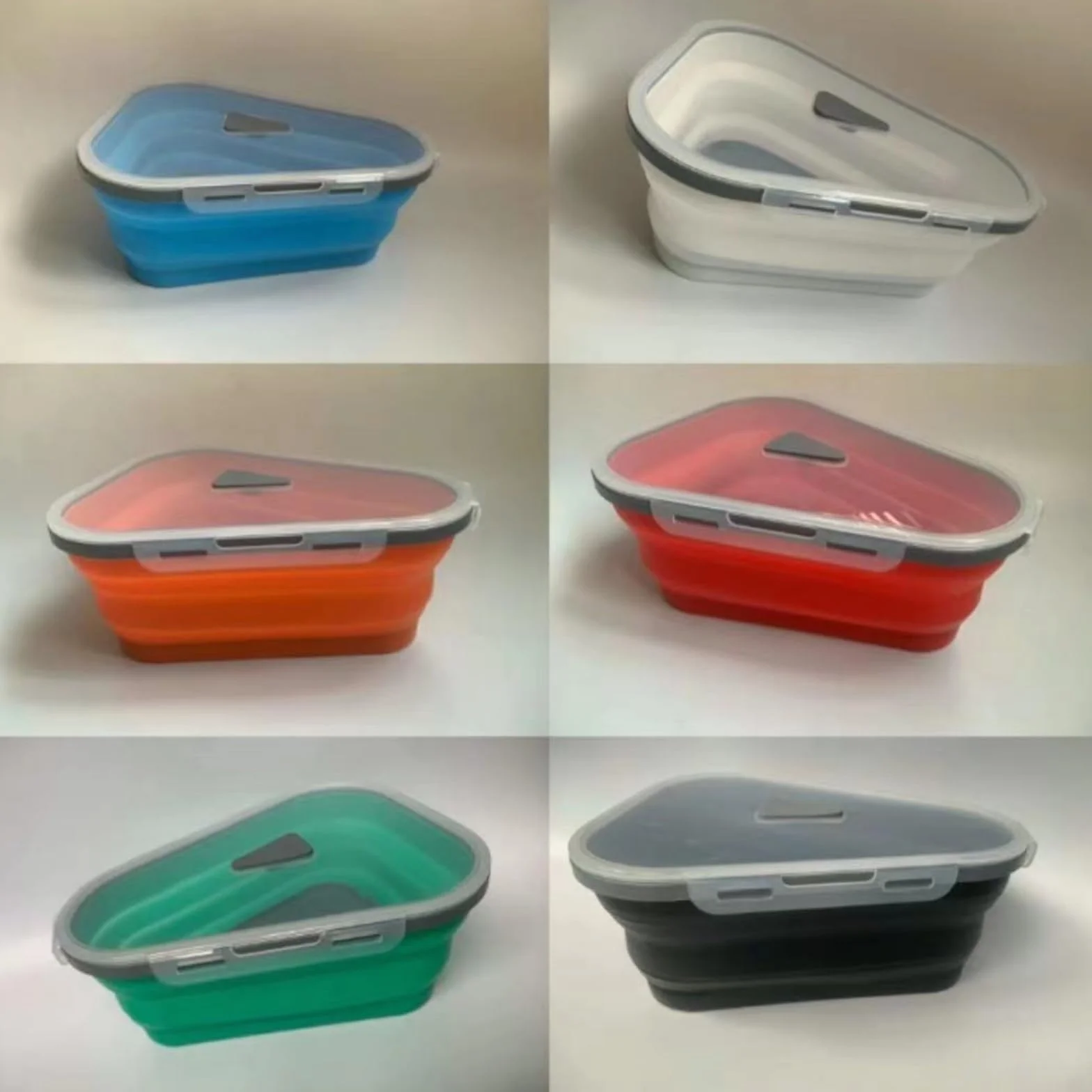 Pizzabox in silicone riutilizzabile pieghevole triangolare 25,2 cm x 19,2 cm x 10 cm