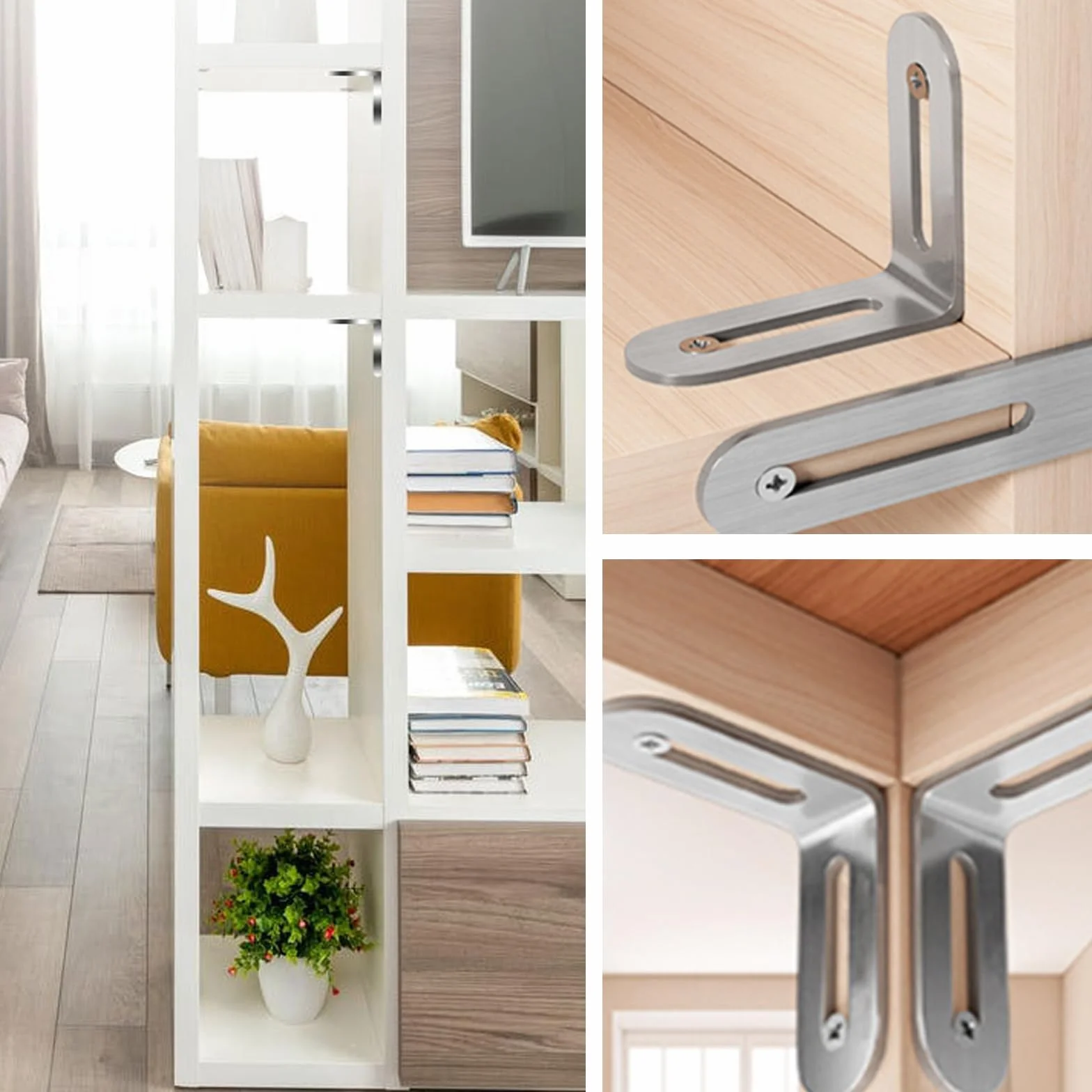Angolo a L in acciaio inox 50 x 50 mm connettore angolare regolabile 16 pezzi