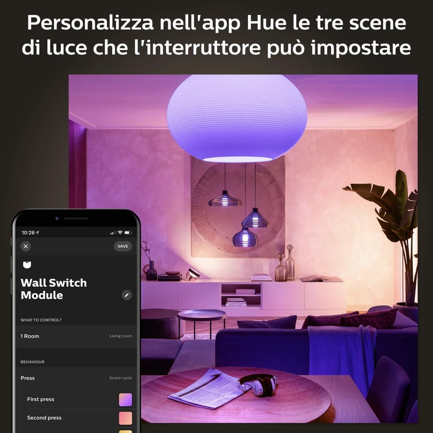 Philips Hue Wall Switch Module, Modulo Interruttore a Parete, Controllo Illuminazione Smart, Bianco