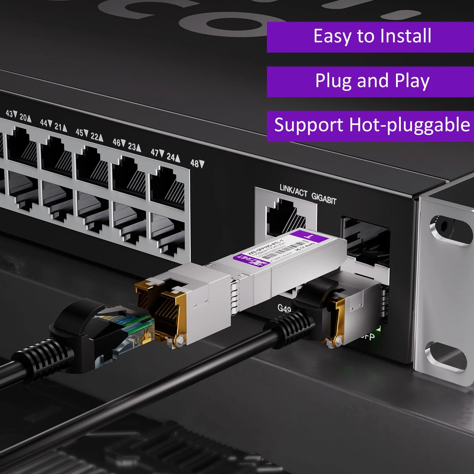 Ricetrasmettitore SFP+ a RJ45 10GBASE-T, Modulo Multi-Rate 1/2.5/5/10G Rame per Cisco, Ubiquiti, Mikrotik