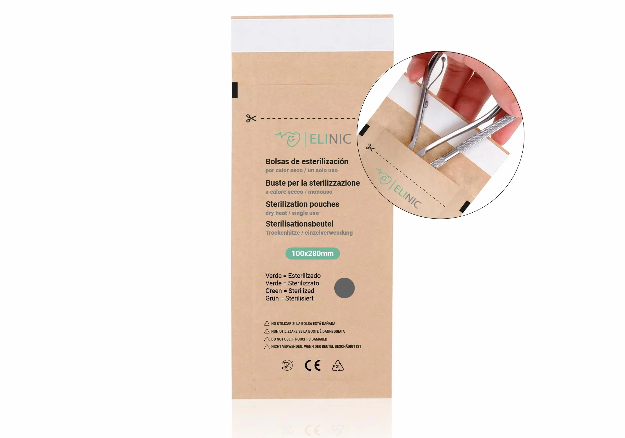 Sacchetti di sterilizzazione per calore secco 100 pz. (100 x 280 mm)