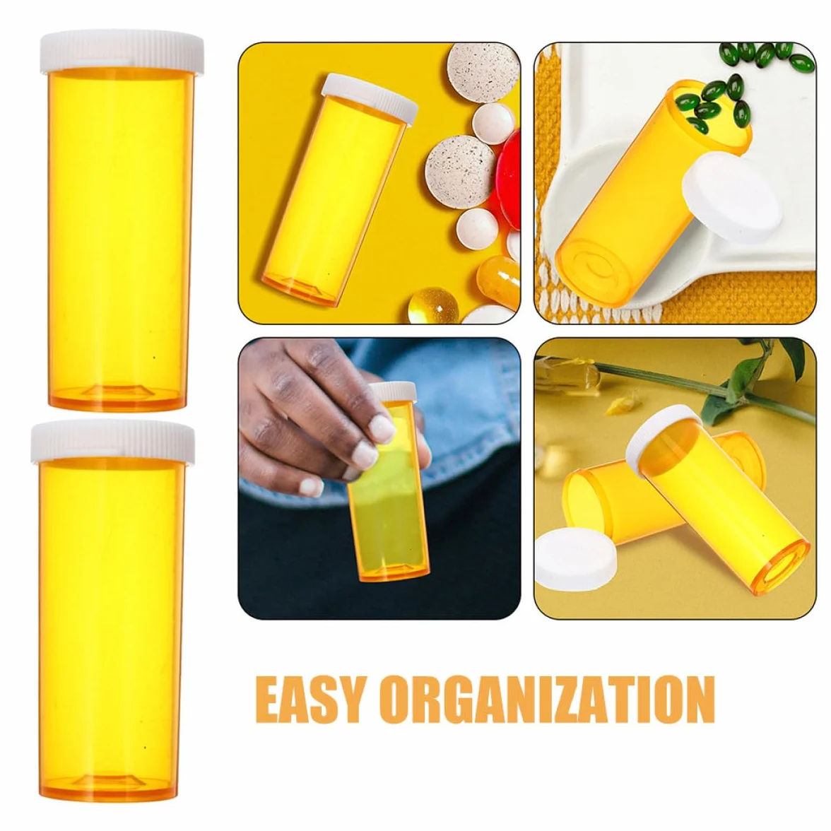 Porta Pastiglie Arancione in Plastica Pp Organizzatore Compatto Portatile per Farmaci e Pillole 10 Pezzi