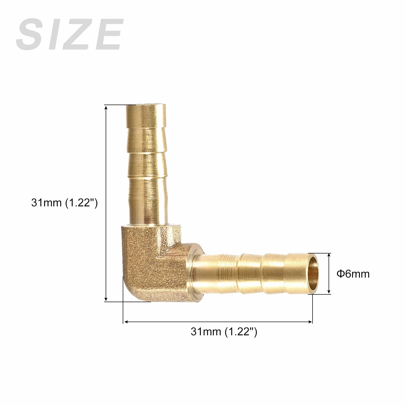 METALLIXITY Forma L Ottone Barra Raccordo (6mm) 2pz, Barra Connettore Accoppiatore - per Carburante Aria Acqua Olio Gas
