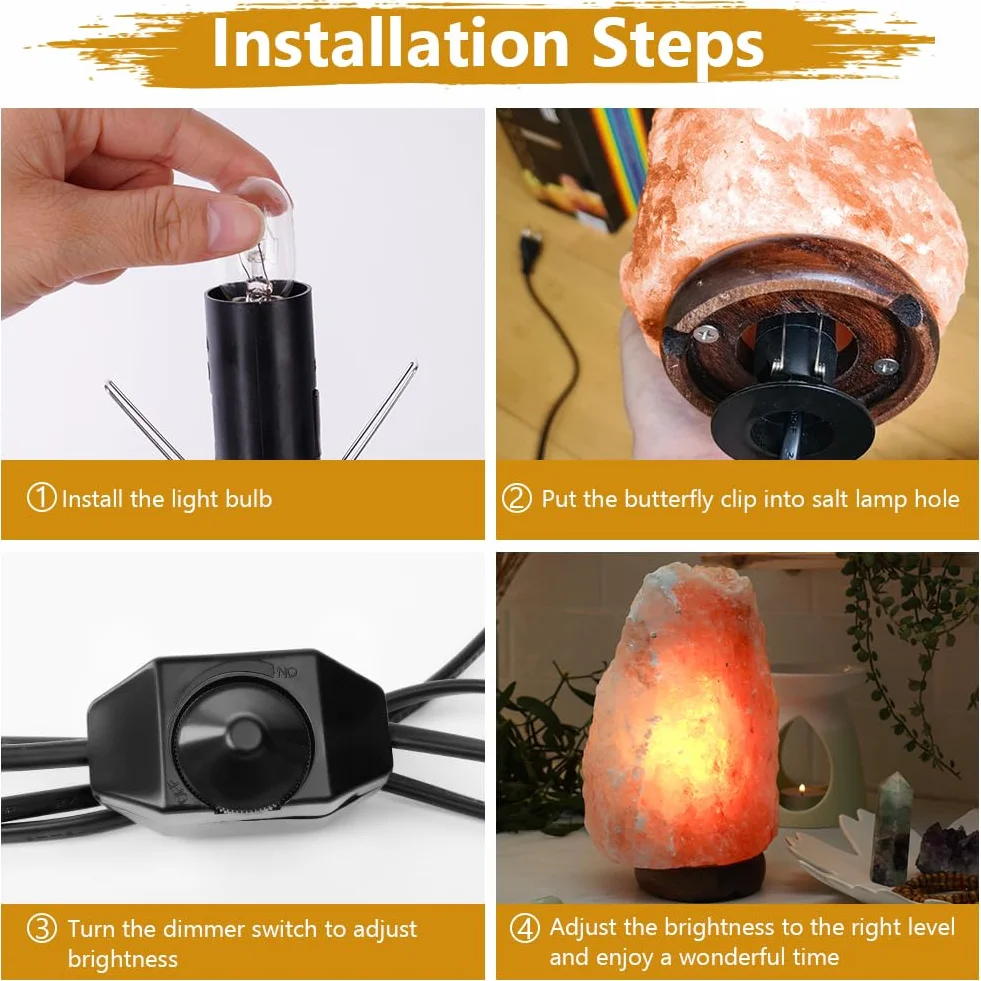 URAQT Cavo con lampadina per Lampada di sale, 2 Pezzi 1,5 m Cavo per Lampada di Sale Nero, con Lampadas Presa UE e Interruttore,per E14-15w Portalampada cavo per Soffitto,Sospensione e Altre Lampade