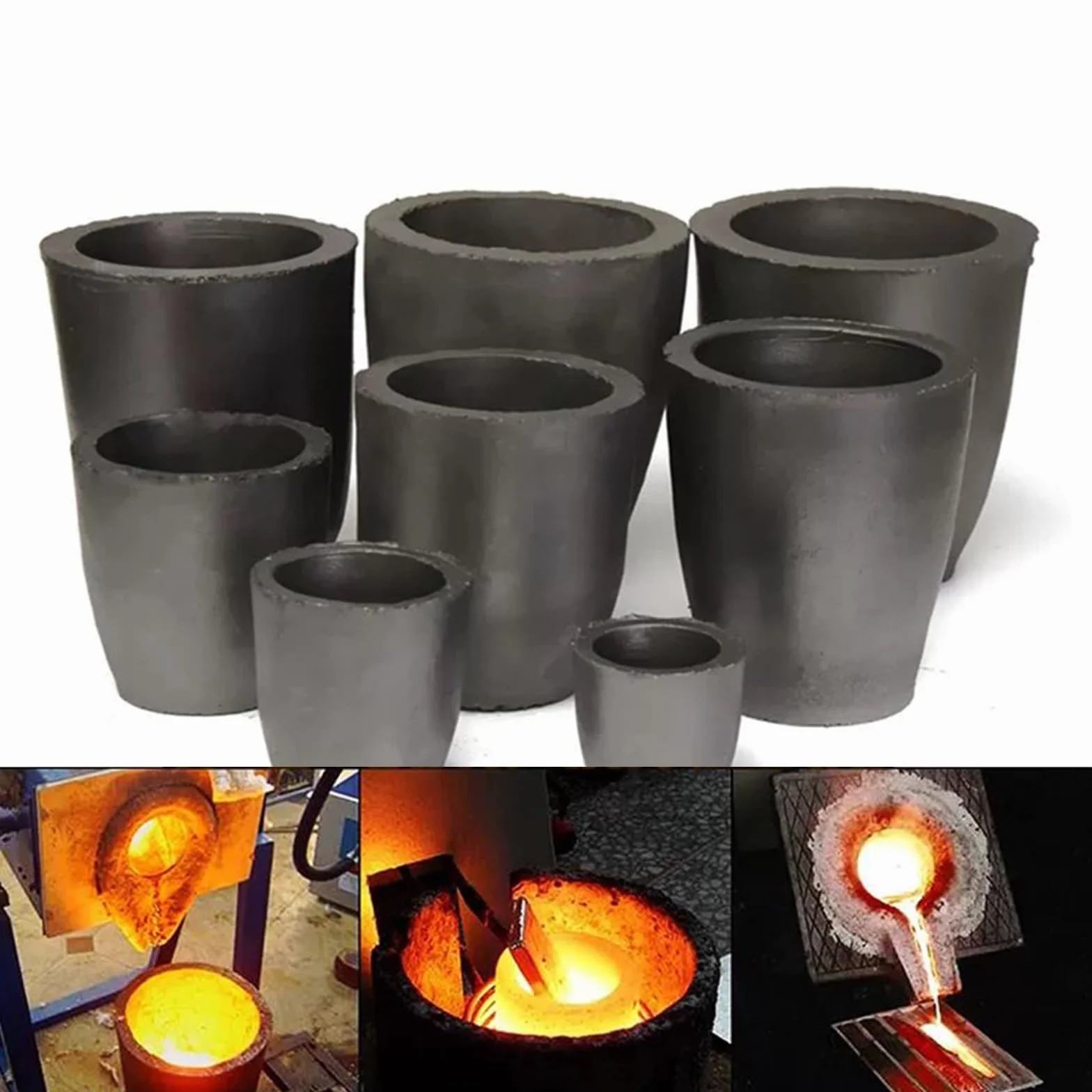 Fusione di Grafite, Grafite Fornace Fonderia Fusione Crogiolo Strumento per La Fusione dei Metalli Fusione Raffinazione Oro Argento Rame Ottone Alluminio (#3-3KG)