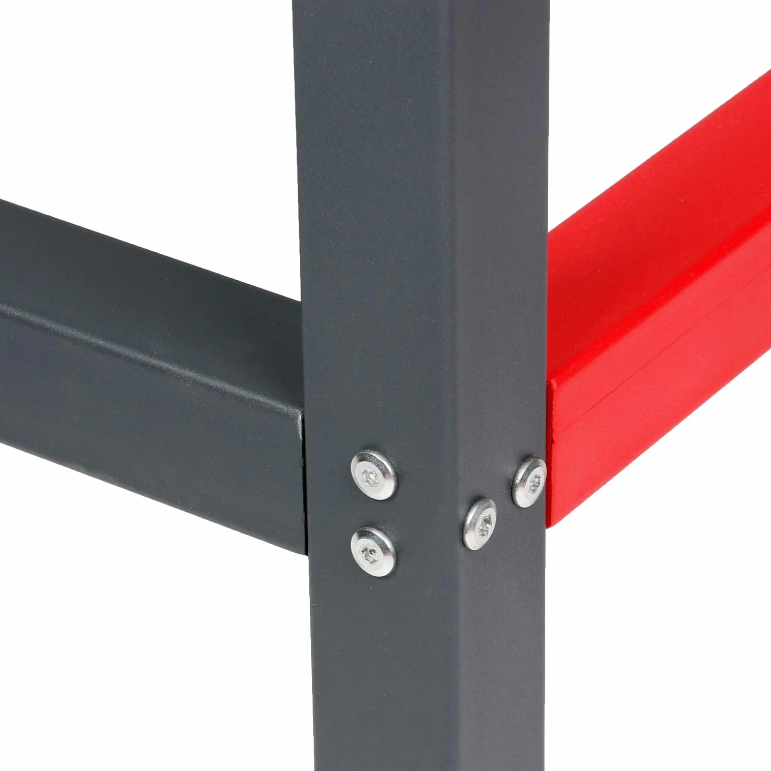 Wiltec Telaio per banco da lavoro in acciaio antracite-rosso, gambe per banco da lavoro, telaio per tavolo 175 x 57 x 81 cm