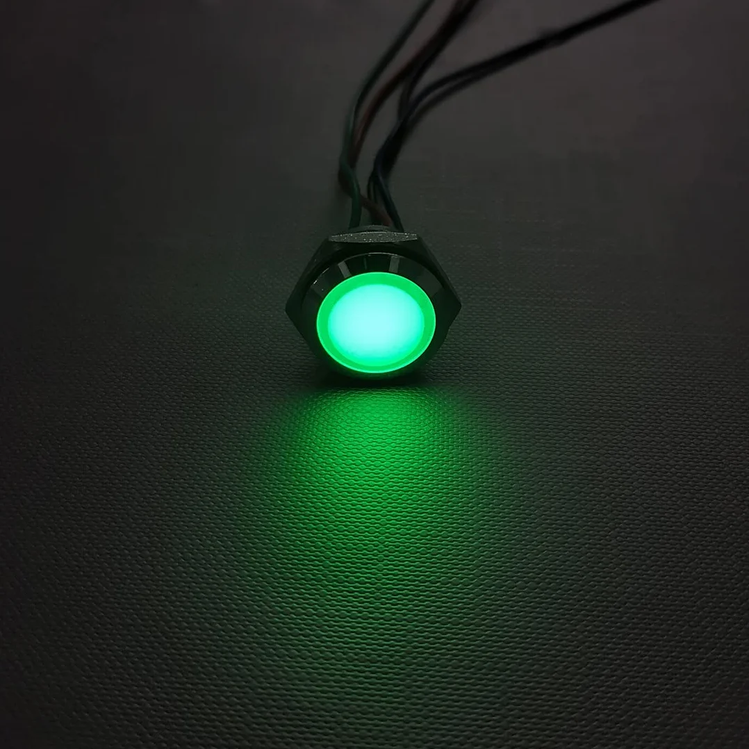 GUUZI 4 Pezzi 12V-24V RGB Triplo (Rosso Verde Blu) Indicatore Luminoso a LED in Metallo 16mm Lampada di Segnalazione Impermeabile con Cavo
