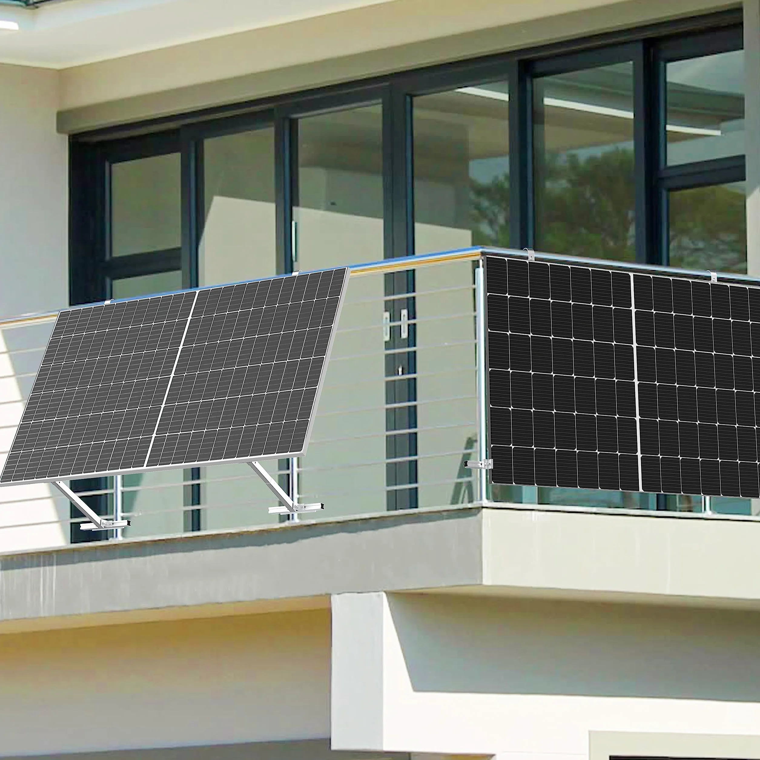 Supporto per centrali elettriche da balcone in lega di alluminio, angolo regolabile 0° 15-30°