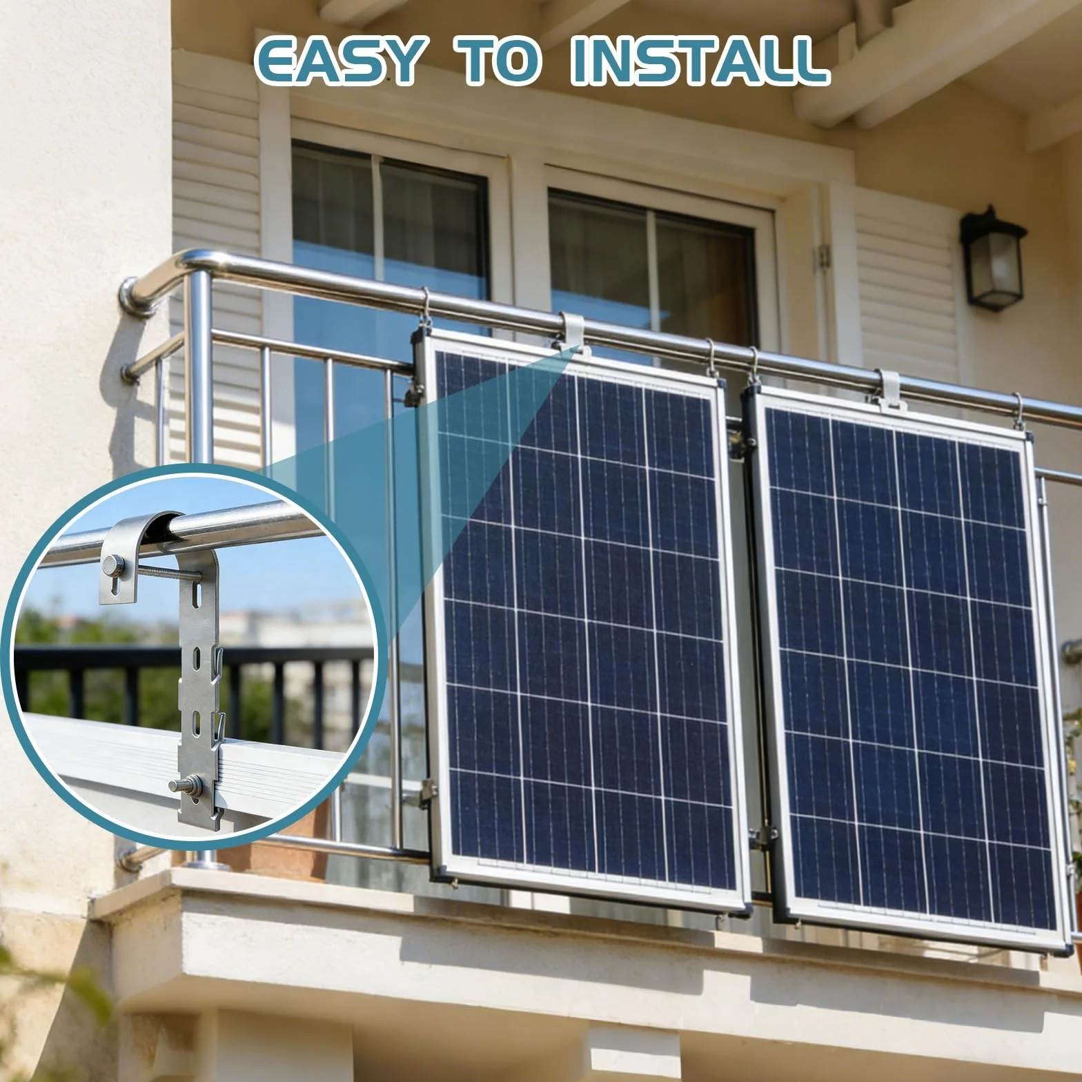 EXLECO Staffe per Pannelli Solari, Ganci per Balcone Fotovoltaico, Kit Montaggio Acciaio Inox