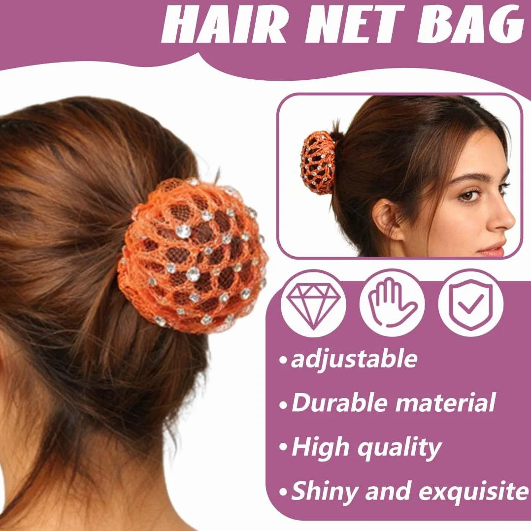 Retine per Capelli con Strass Riutilizzabili 10cm Regolabile Poliestere Elastico 5 Pezzi
