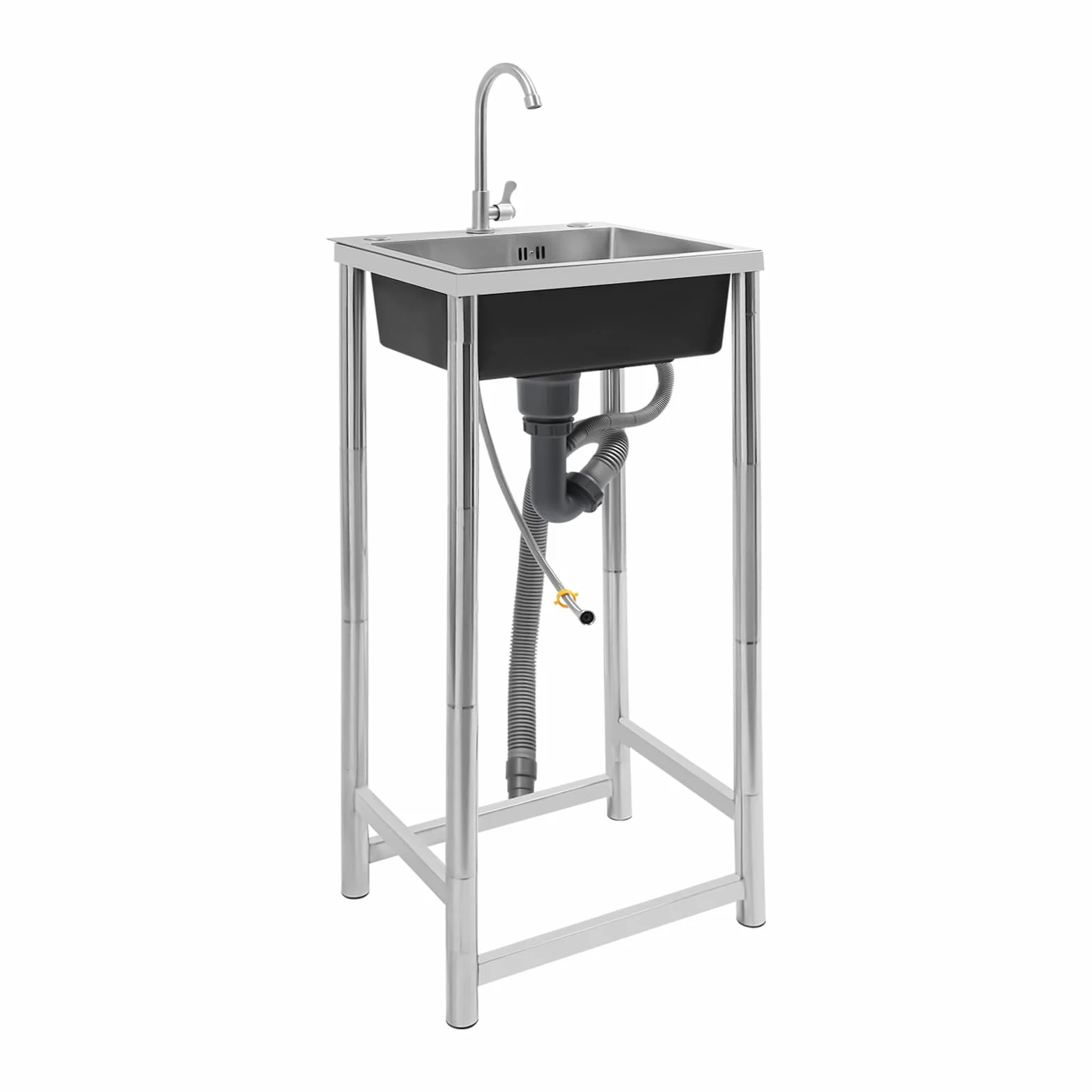 Lavabo indipendente in acciaio inox 45 x 41 x 75 cm freestanding lavello esterno con rubinetto per esterni, interni, cucina, ristorante