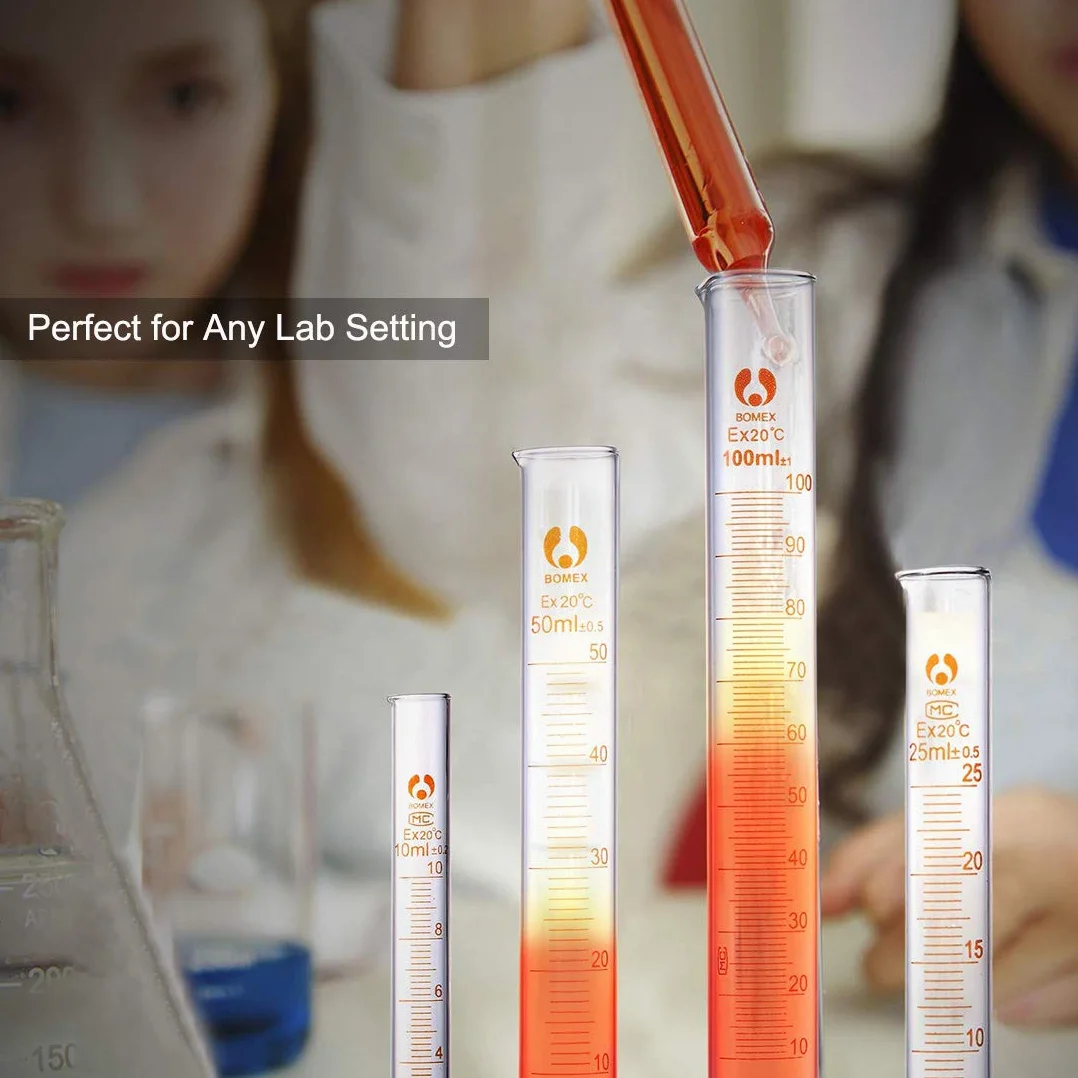 JESSTOLO Set di Bicchieri Cilindrici Graduati in Vetro, 5 Becher, 4 Cilindri, 3 Pipette, 4 Aste di Agitazione e 2 Spazzolini