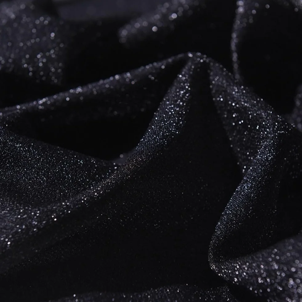 Tessuto con paillettes brillanti a forma di stella per progetti di cucito e artigianato, adatto per abiti, accessori, tende, bambole e creazioni fatte a mano (Nero)