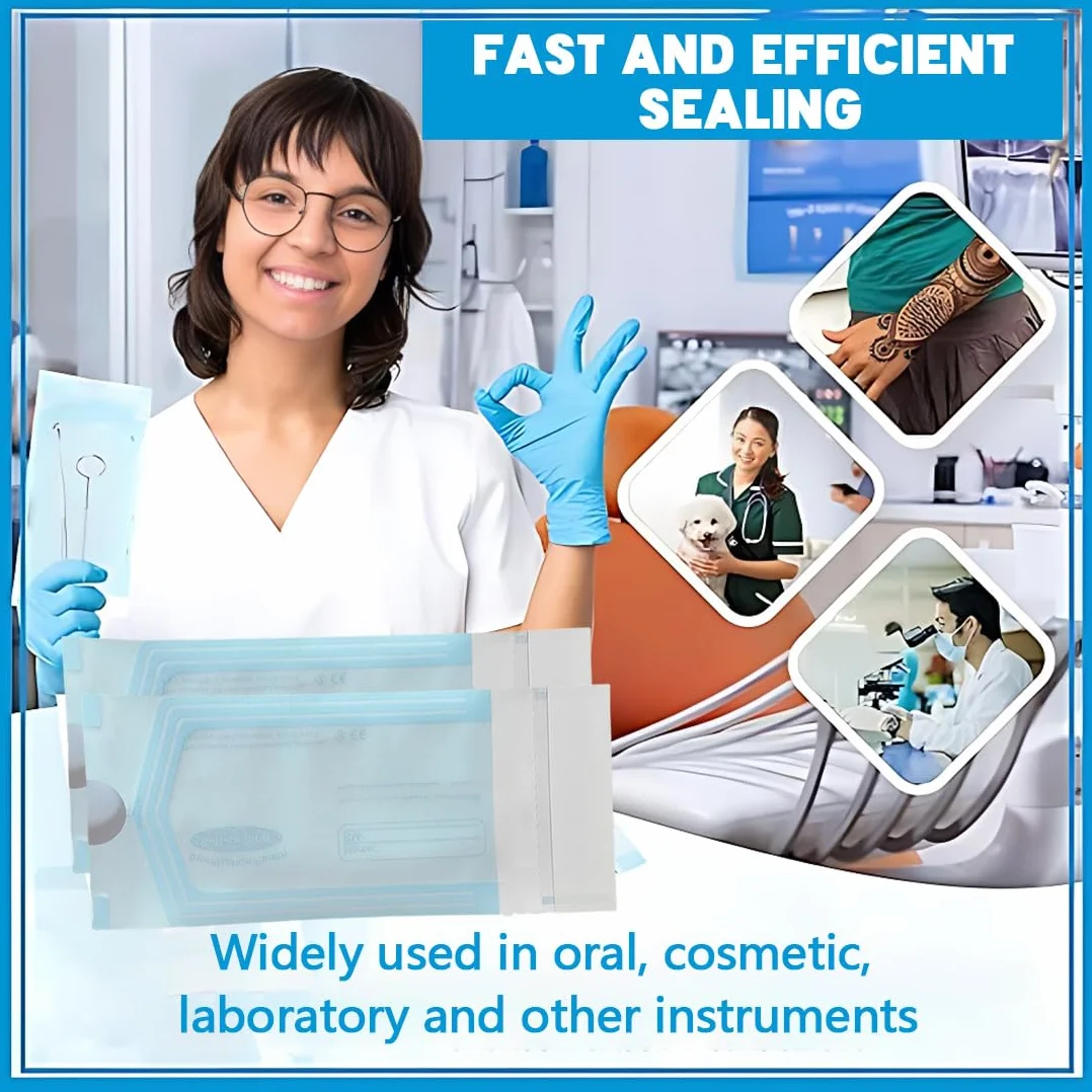 50 Pezzi Sacchetto di Sterilizzazione, 130 * 57mm Sacchetti per Sterilizzazione Autoclave, Buste Autosigillanti per Sterilizzazione, Buste Sterilizzazione Autoclave per Strumenti Pulizia