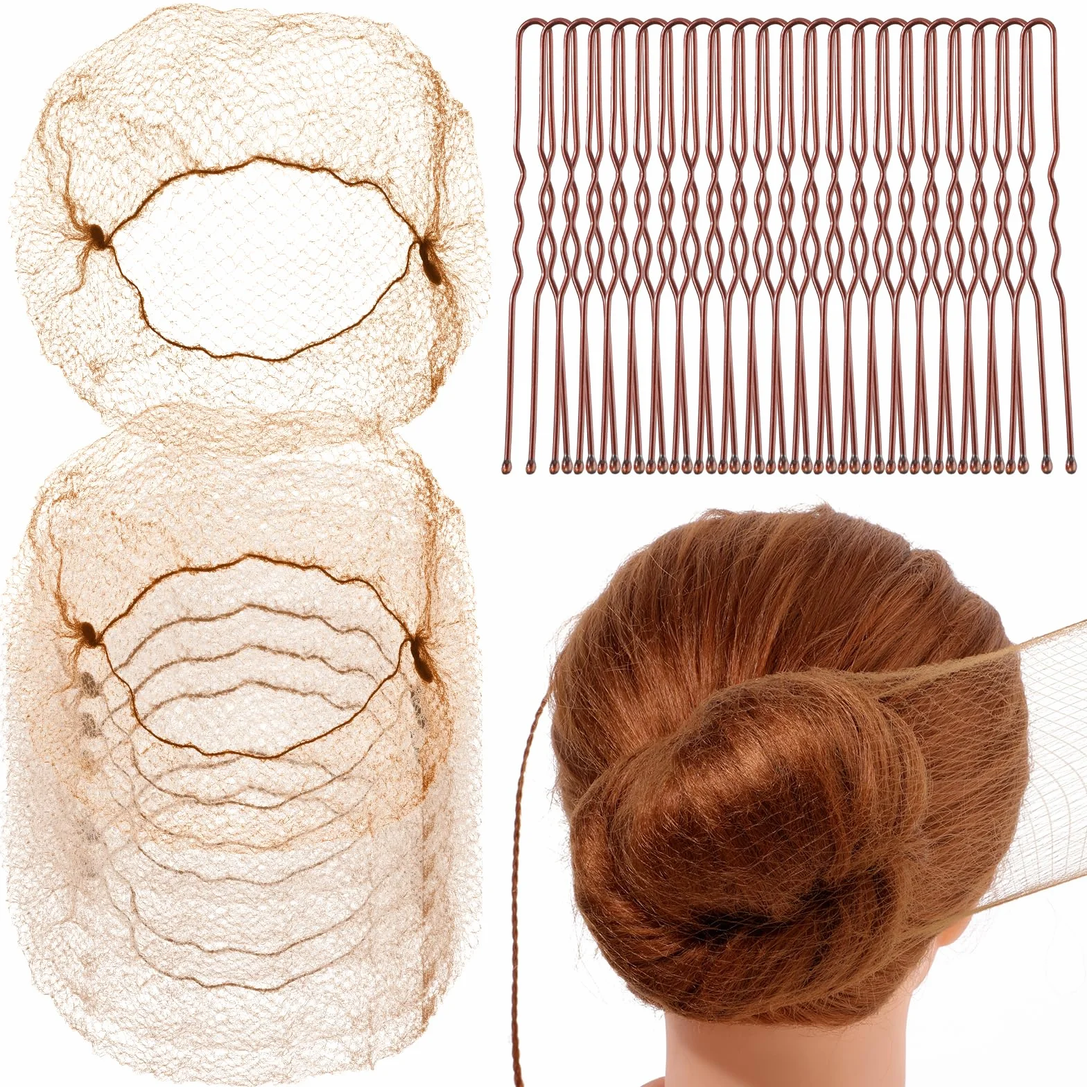 Giantree Retine per capelli per chignon 20 sztuk 50 forcine a U invisibili