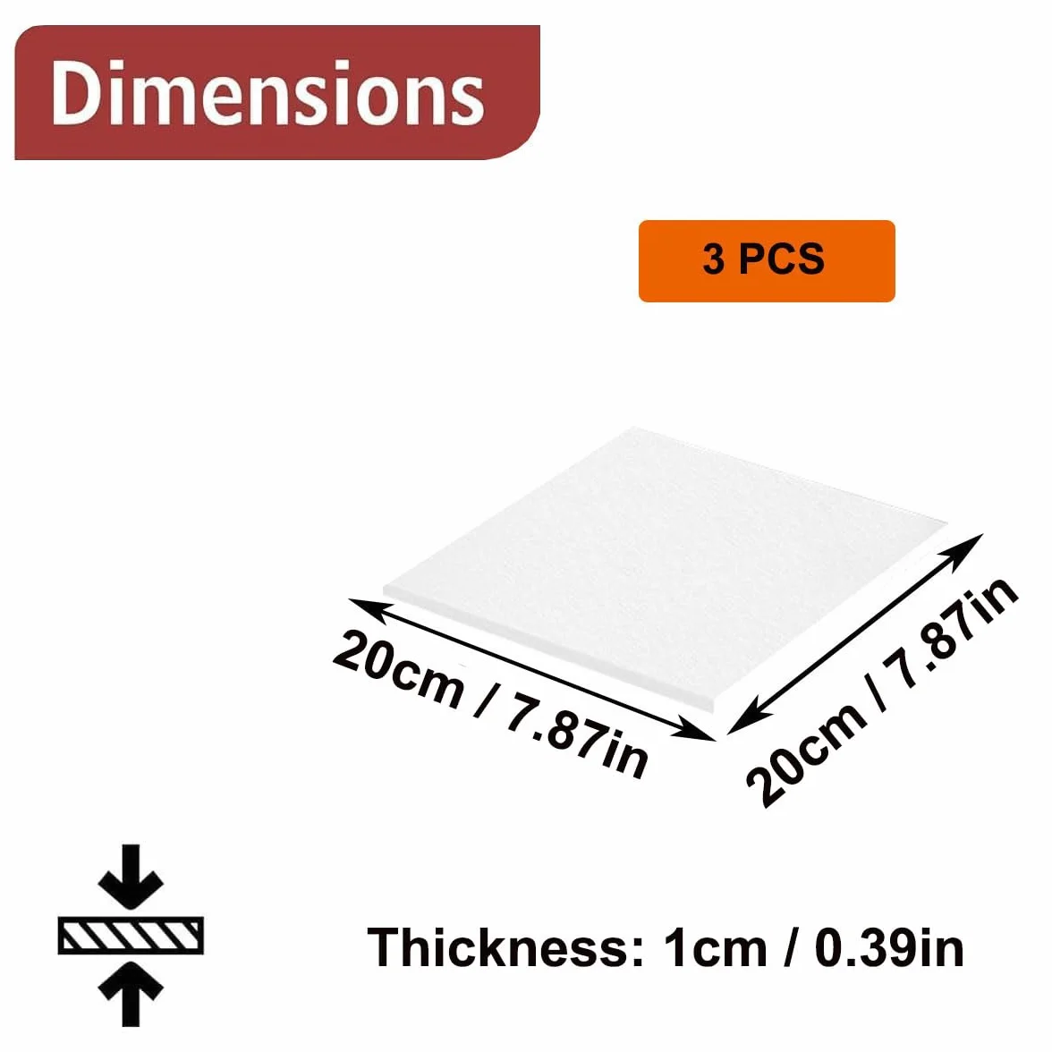 Pannello isolante termico in fibra ceramica ad alta temperatura - Confezione da 3 - for stufe a legna, caminetti e uso industriale(20X20X1Cm)