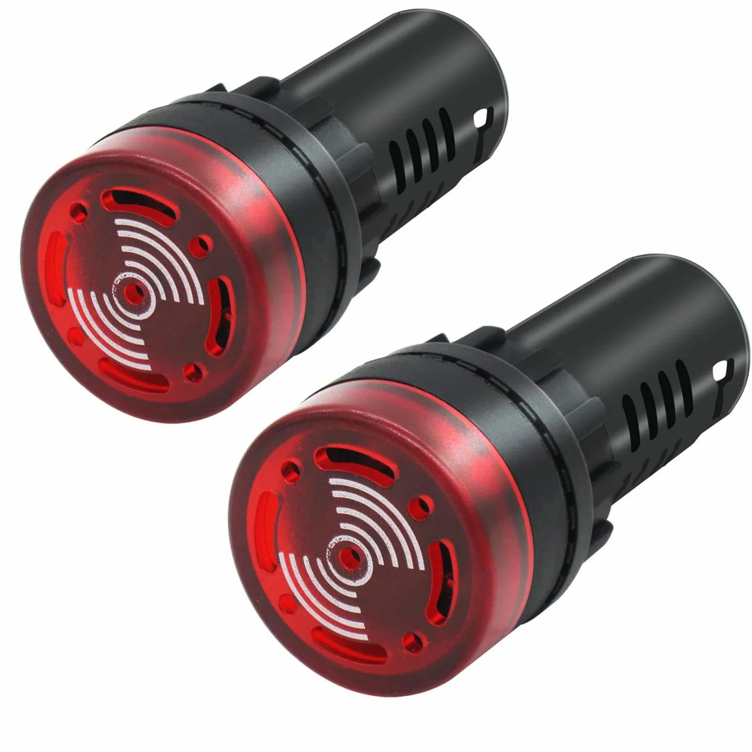 mxuteuk 2 pezzi 22mm AC/DC 24V LED rosso cicalino lampeggiante indicatore di avvertimento AD16-22SM-RR24V