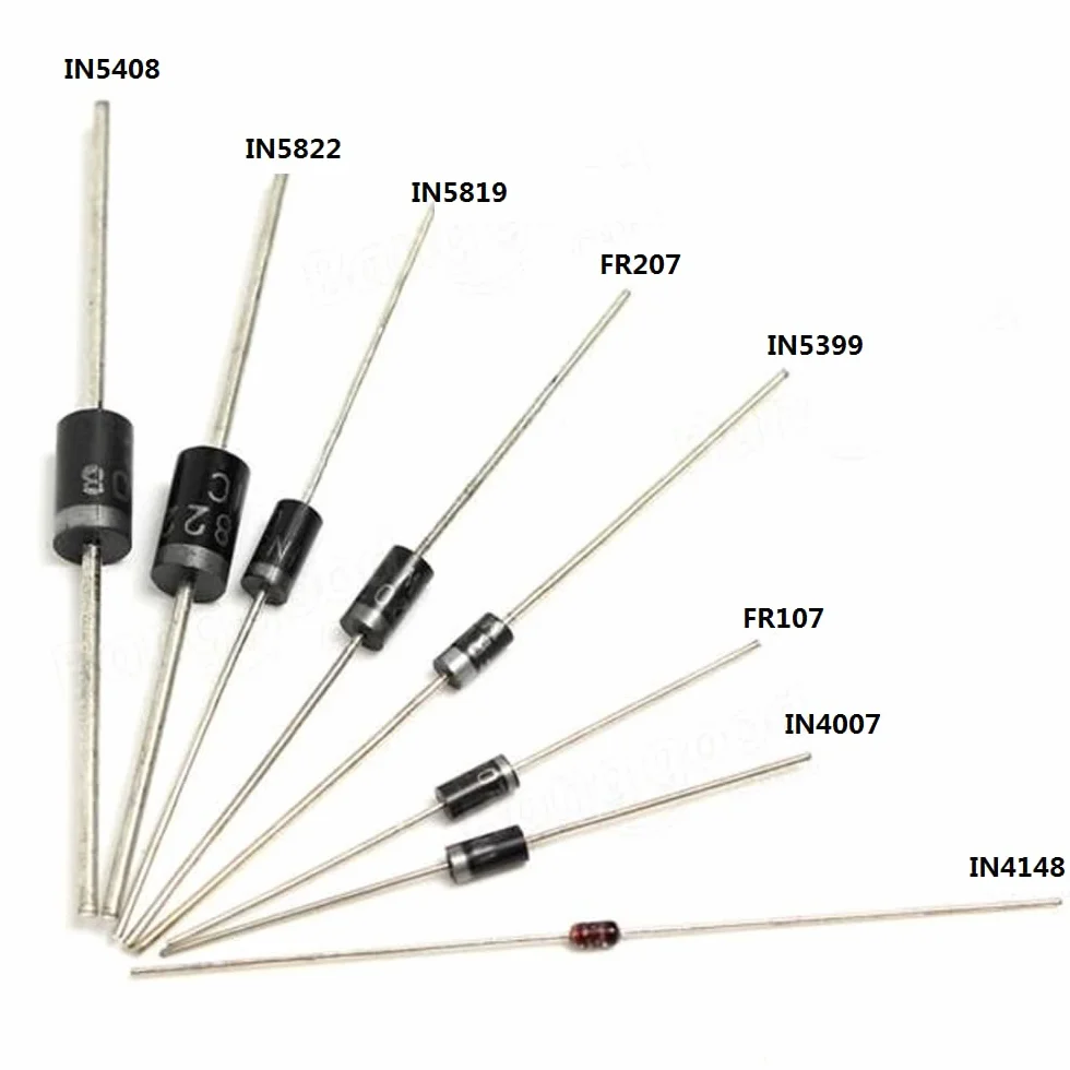 DollaTek 100Pcs Set 8 Values Rectifier Diode Assortment Kit for Arduino 1N4148 1N4007 1N5819 1N5399 FR107 FR207 1N5408 1N5822