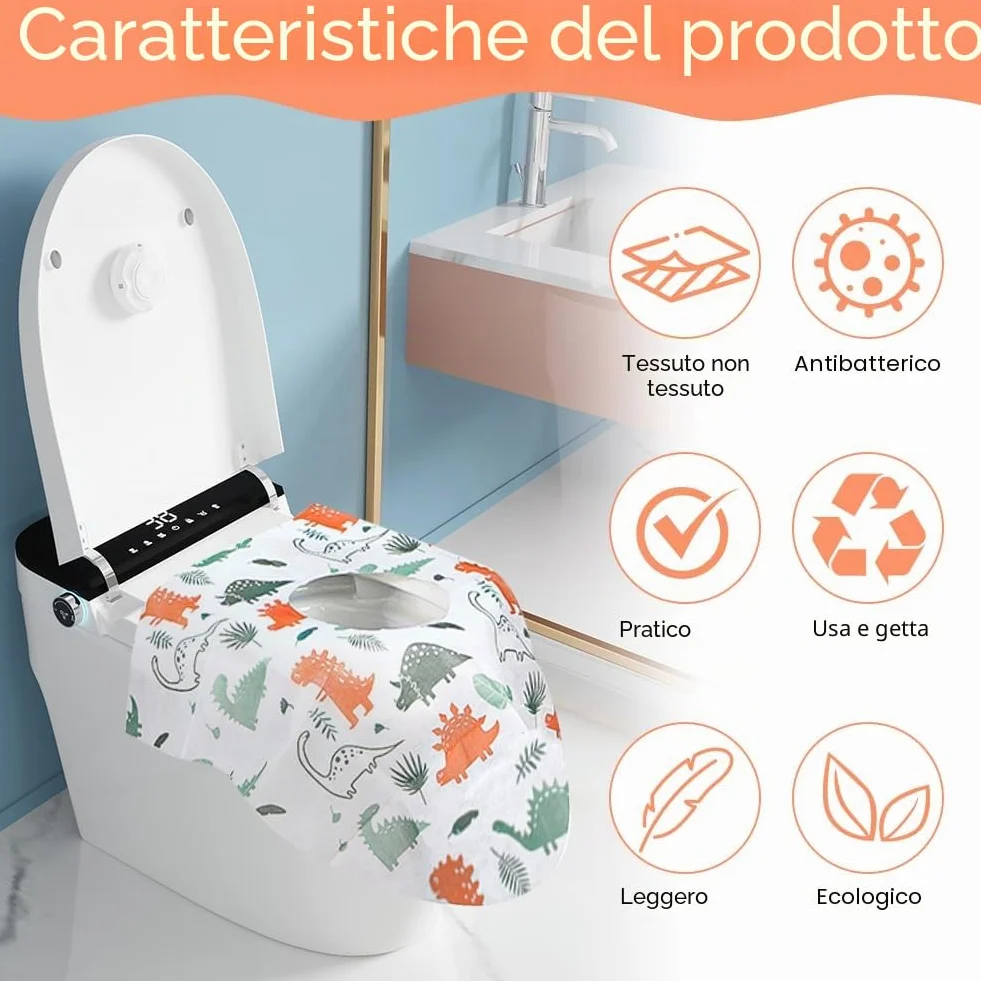 Flintronic 24 Pezzi Copriwater USA e Getta Portatili, Copertura Igienica Monouso Ecologico Antibatterico, Tessuto Non Tessuto Impermeabile per Viaggi