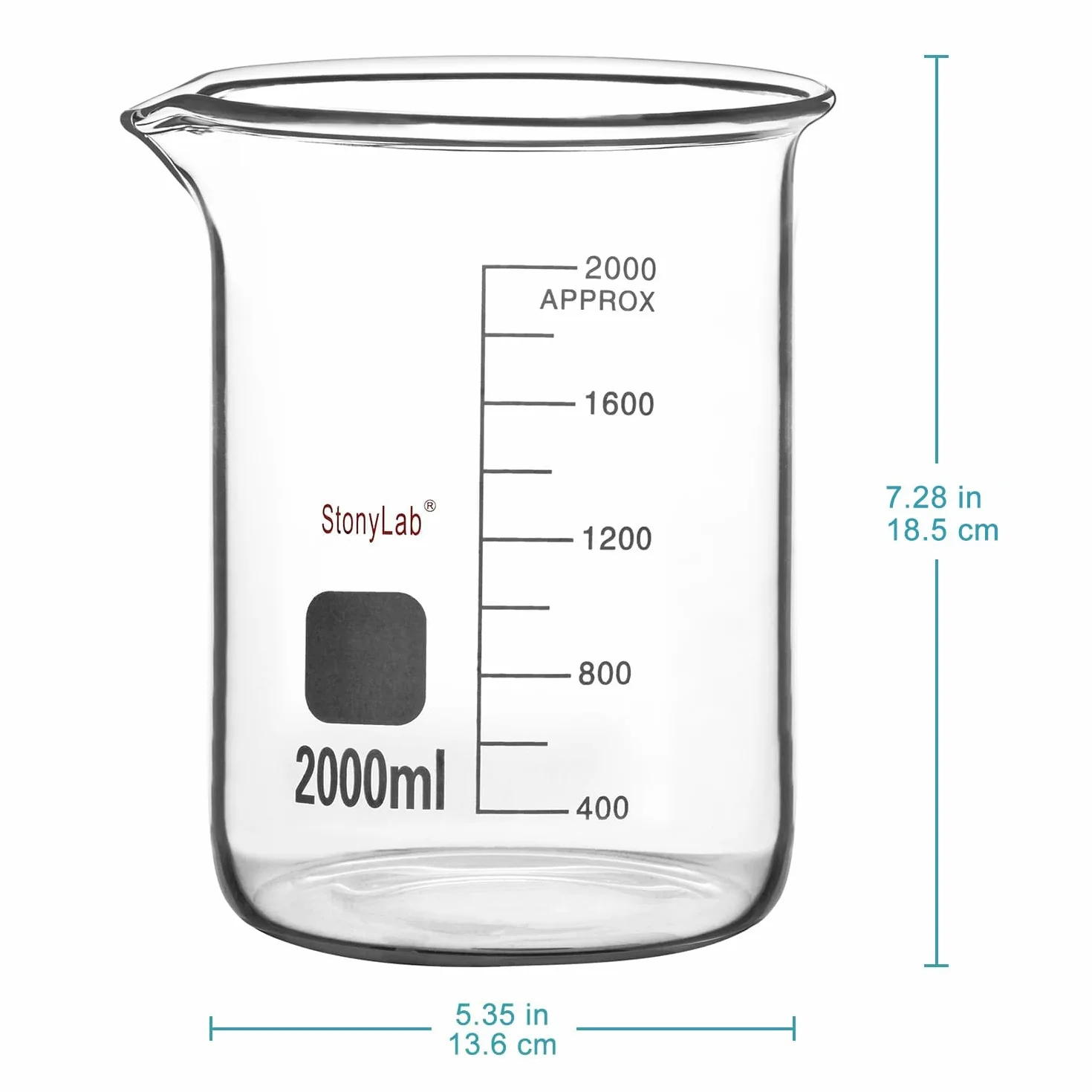 Becher in Vetro Borosilicato Graduato 2000 ml Griffin con Beccuccio di Versamento