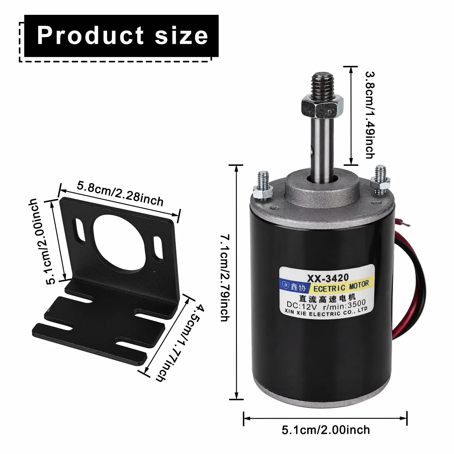 Mini Motore DC a Magneti Permanenti, 12V ad alta Velocità a Basso Rumore per Generatore fai-da-te Controllo CW/CCW Motore Elettrico 3500 giri/min e staffa Motore DC 3420