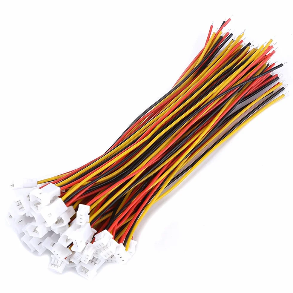 Connettori Angolari Jst - 20 Set/Confezione Connettori Terminali Elettrici Micro Jst Da 1,25 Mm A 2 Pin/3 Pin, Maschio Femmina Ogni 20 Pezzi, Presa Jst Con Cavi Da 10 Cm (3 Pin)