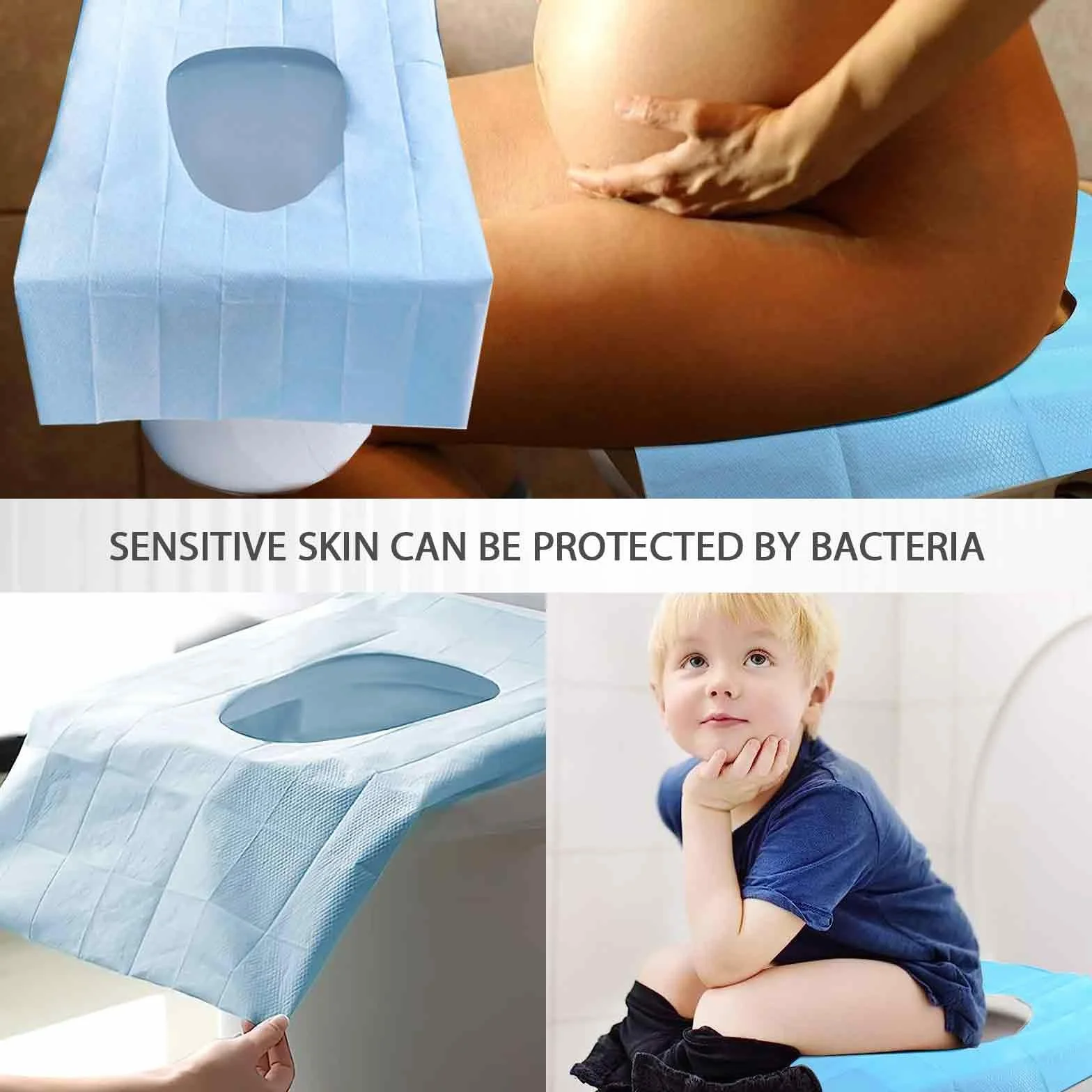 Copriwater USA e Getta Biodegradabili in Carta per Bambini e Adulti, Coprisedili WC Monouso Ecologico Antibatterico Universali 50 Pezzi