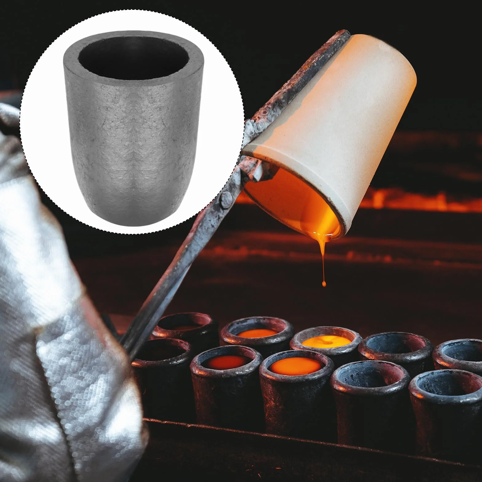 QUARKZMAN Crogiolo in Grafite Silicio 6kg Crogiolo Rame Tazza Fusione Lingotto Fusione Metallo Fusione Oro Argento Rame Forno Fusione Stampo Fusione Strumenti per Gioielli 4,02" IDx5,71" H