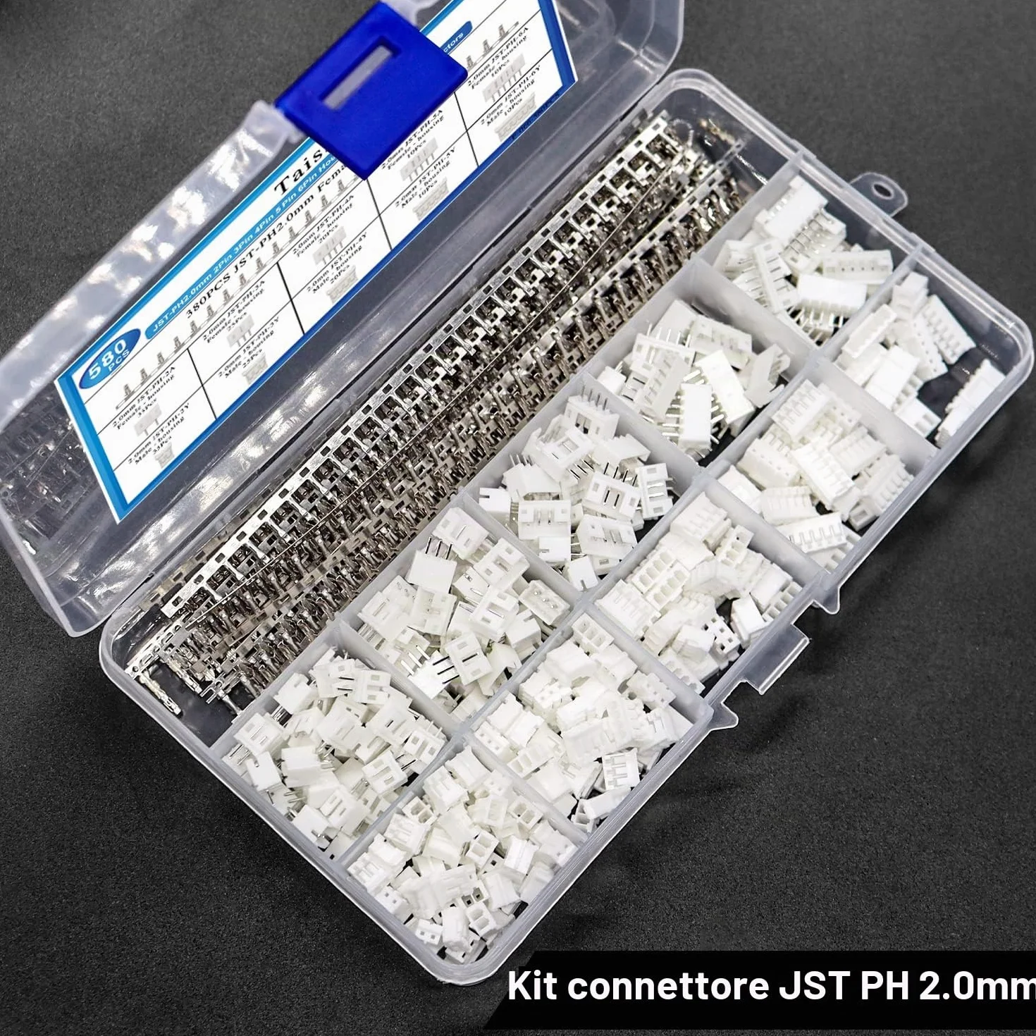Taiss 580 pezzi Kit del connettore JST PH 2,0mm 2/3/4/5/6 pin Connettore Adattatore Terminale Maschio Femmina connettore spina del connettore del cavo,connettore femmina da 2.0mm F-066-580PCS