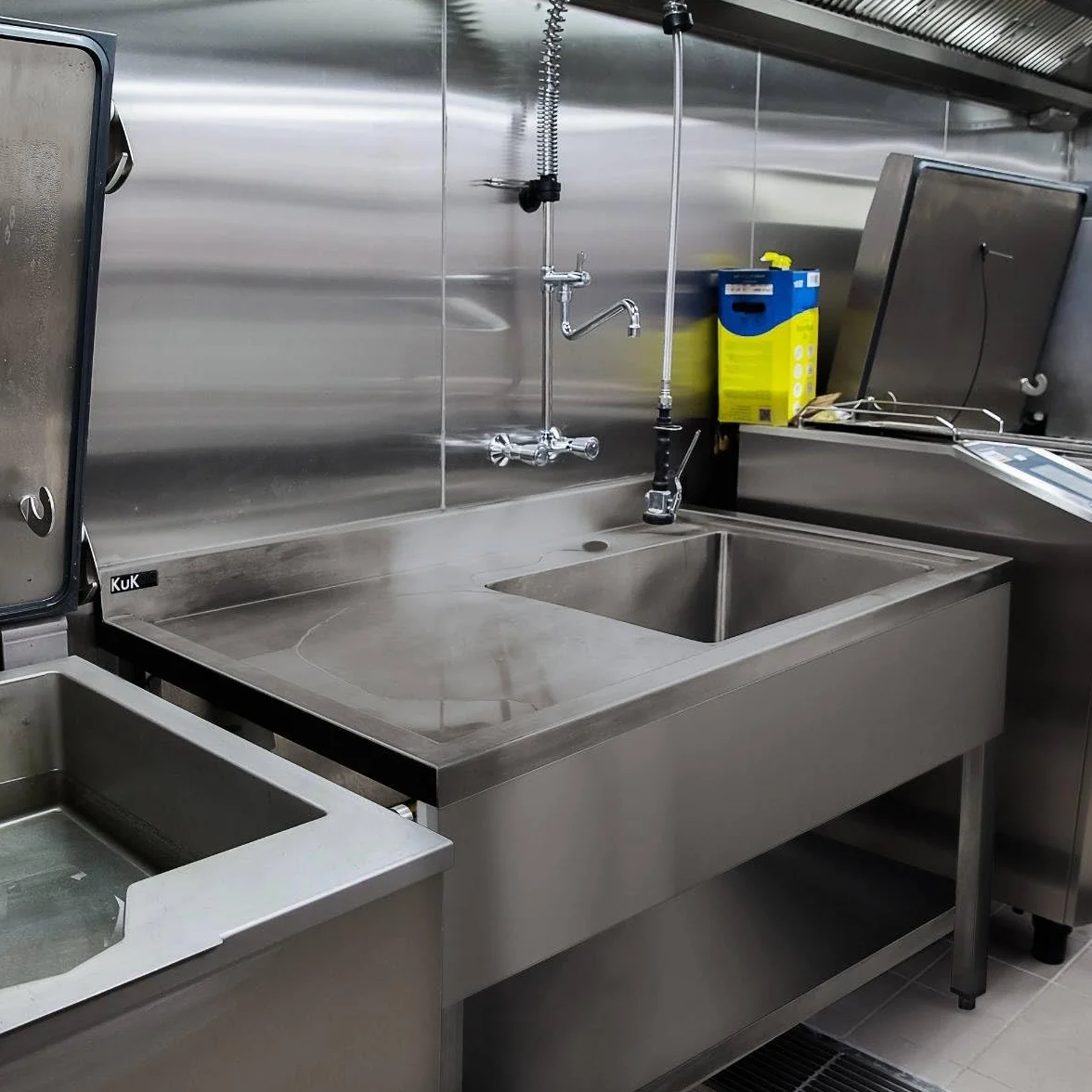 Lavello per ristorazione in acciaio inox cucina commerciale ristorante bar utility 90x120x60cm scolapiatti a sinistra a libero posizionamento ripiano inferiore regolabile Drenaggio a Sinistra