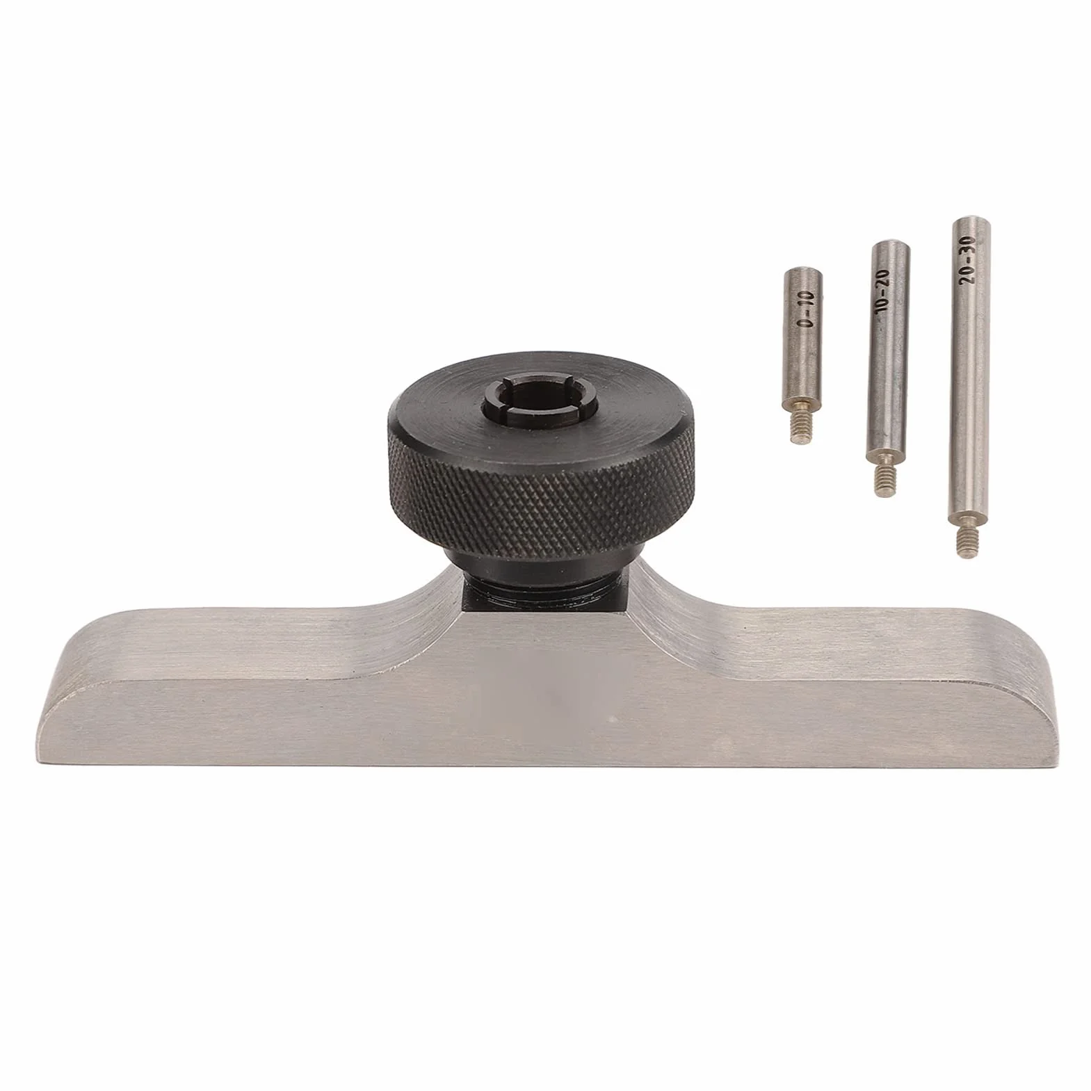 Base con Indicatore di Profondità Supporto Micrometro Aste Prolunga 3 Pezzi Acciaio Inossidabile Temprato 103x17 mm