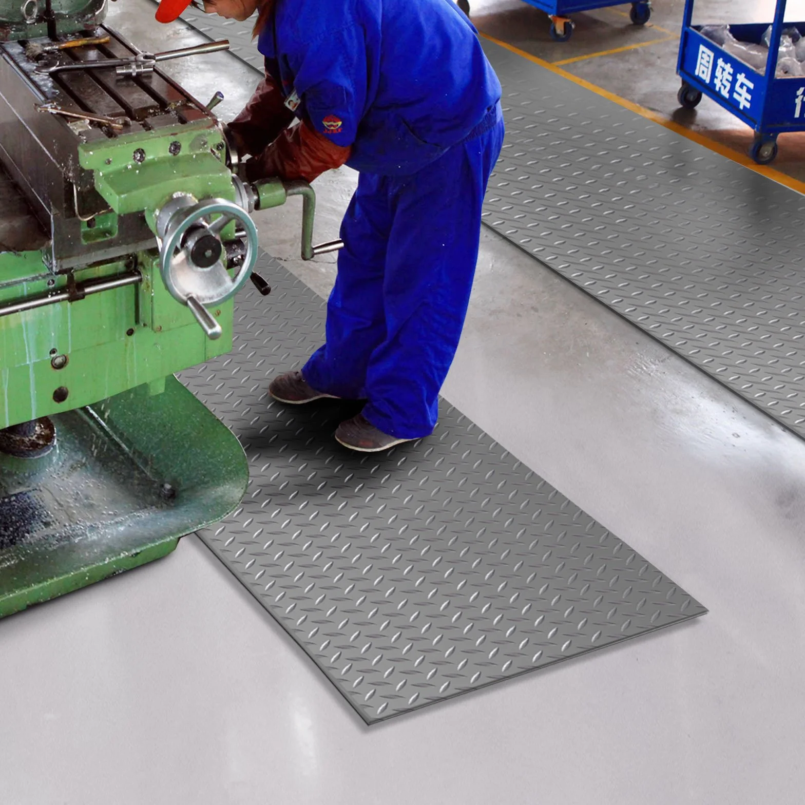 Floordirekt Tappetino anti-fatica 60 x 50 cm grigio robusto tappetino da lavoro per postazioni in piedi Dyna-Protect Diamond