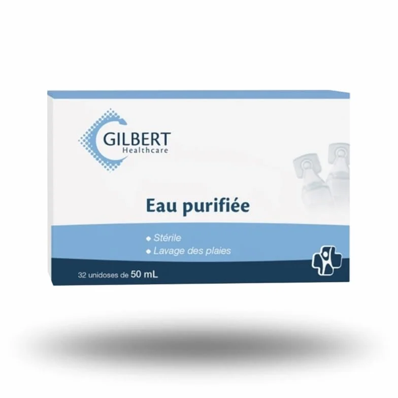 Laboratoires Gilbert, Acqua purificata sterile, 32 monodose da 50 ml, per lavaggio delle ferite o risciacquo della cavità orale