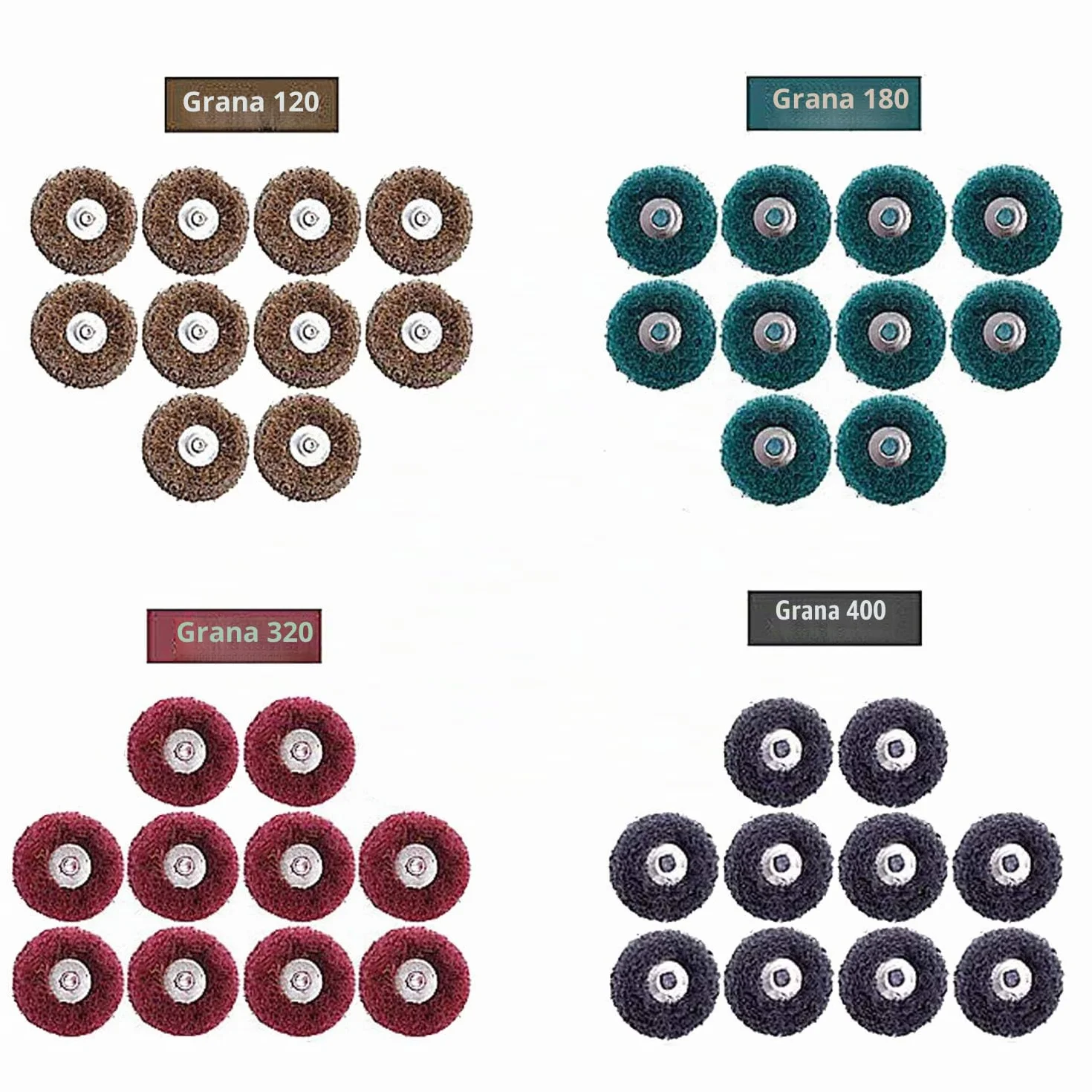 Set 40 ruote abrasive 25 mm lucidatura utensili rotanti Dremel gambo 3 mm