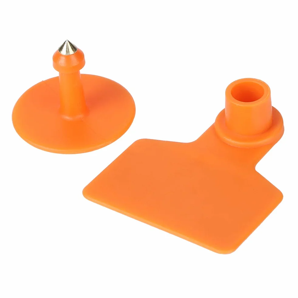 100 targhette auricolari in plastica, per animali, etichette identificative per capra, maiale, mucca, pecora, animale (arancione)
