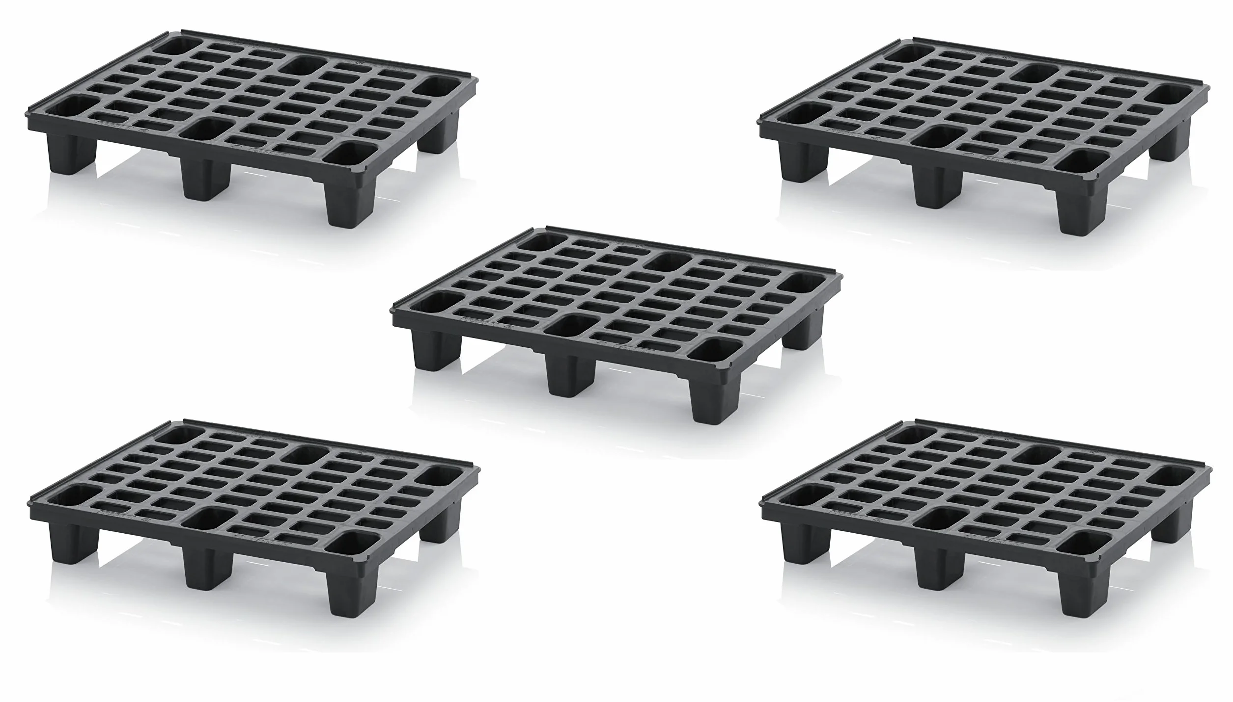 5 x Leichtpalette 80 x 60 Kunststoffpalette im 1/2-Europaletten Maß INKL. Gratis Zollstock * Halbe Pallet, 5er Set