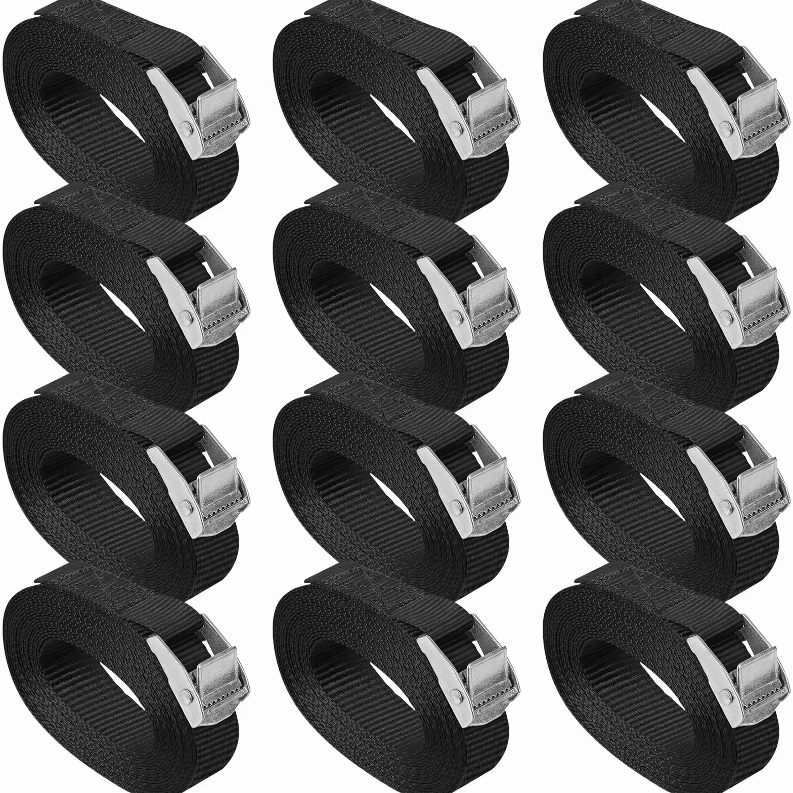 ROELLY 12 Pezzi di Cinghie di Fissaggio, Cinghie di Tensione Da 1 m, Cinghie Regolabili Con Chiusura a Clip, Cinghia Fissaggio, Adatte per Moto, Auto, Bici, Bagagli, Campeggio, Nero
